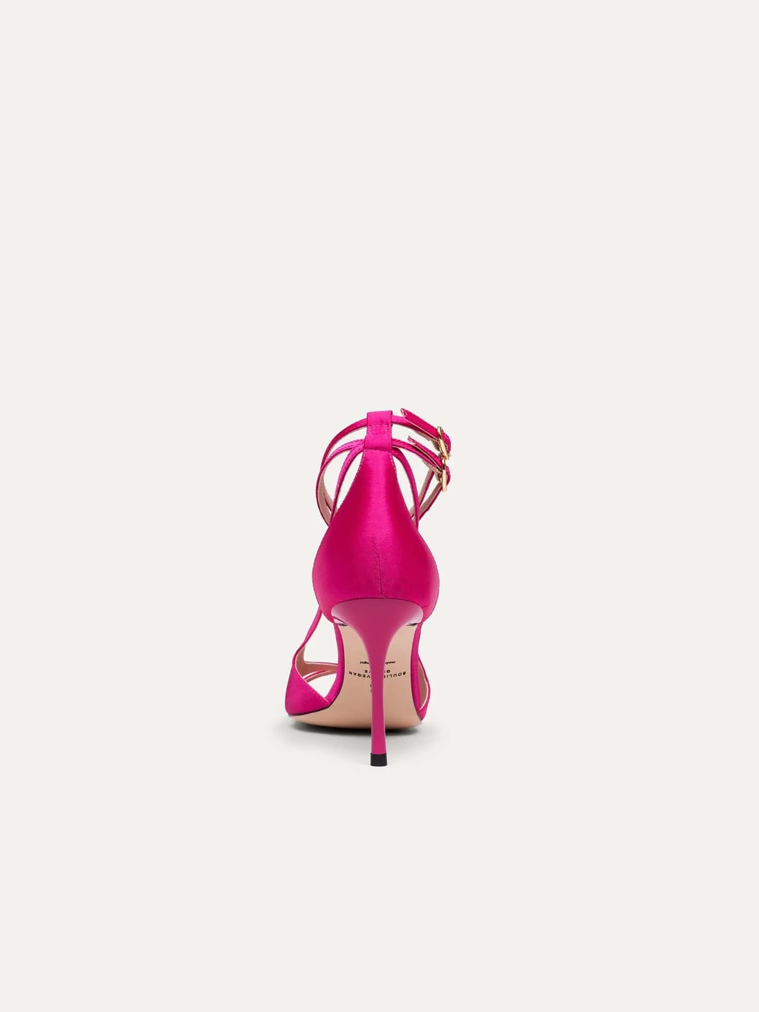 21 Uhr Drinks mit Freunden Vegane Riemchenpumps | Fuchsia Recycelter Satin