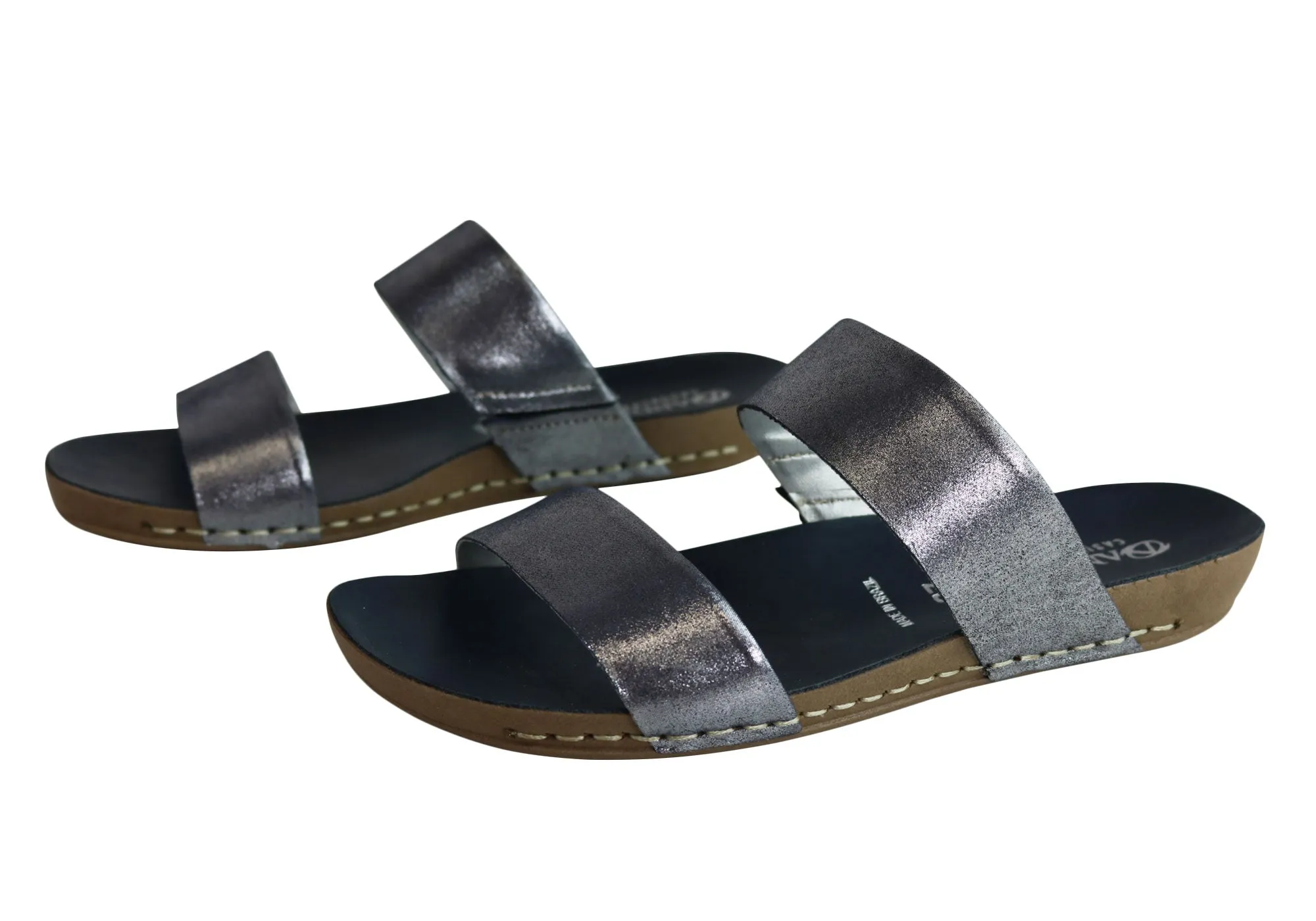 Andacco Mirage Damen Bequeme Leder Flache Sandalen Slides Hergestellt In Brasilien Andacco Schuhe