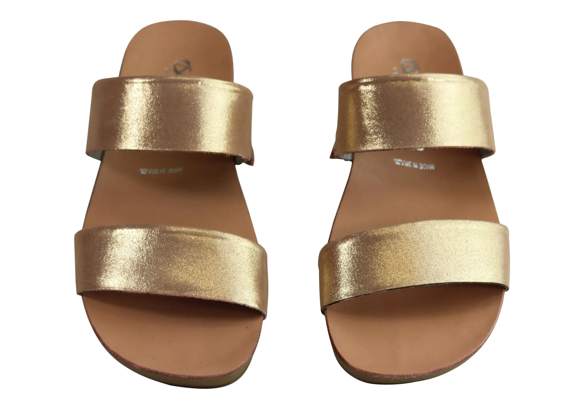 Andacco Mirage Damen Bequeme Leder Flache Sandalen Slides Hergestellt In Brasilien Andacco Schuhe
