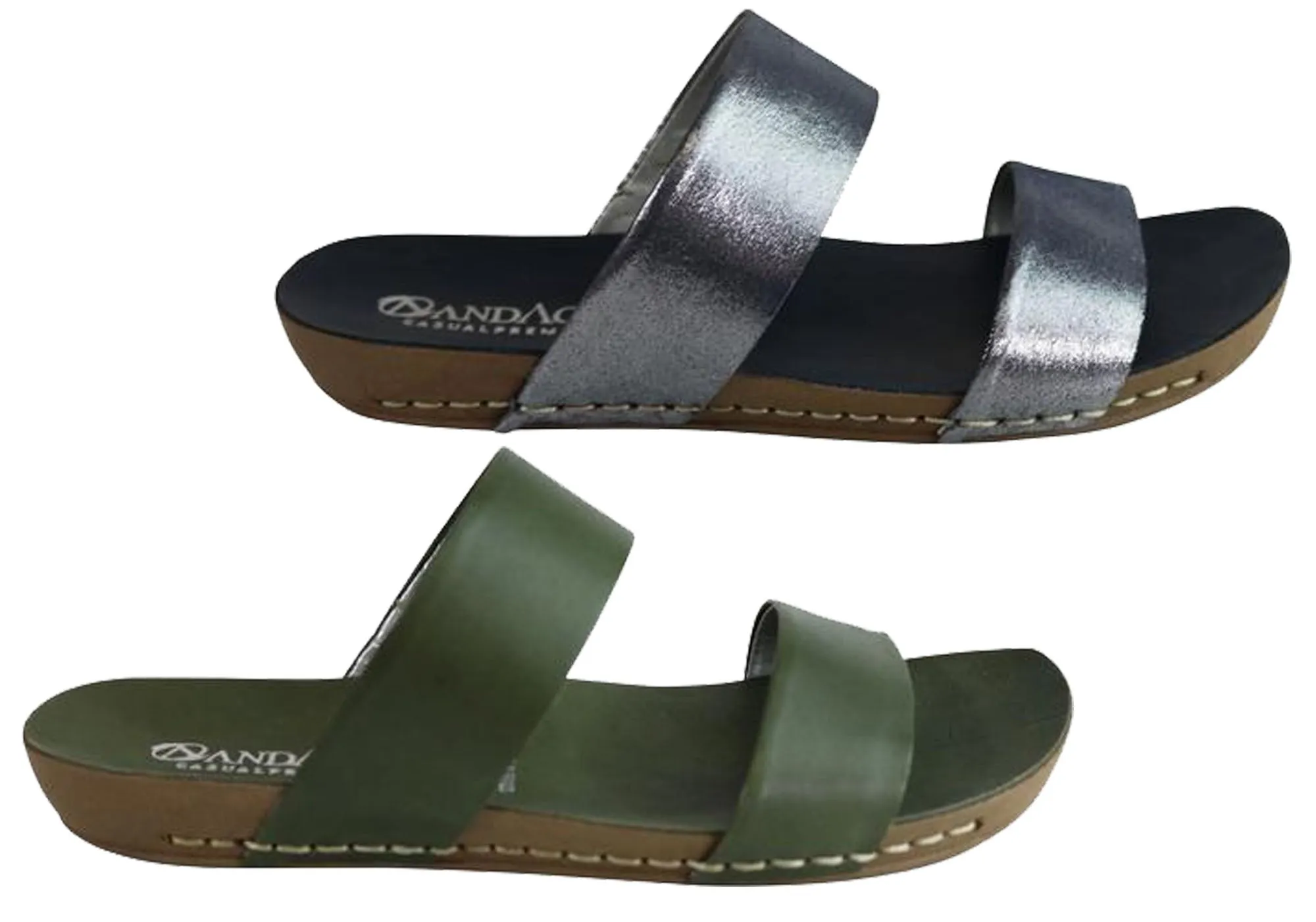 Andacco Mirage Damen Bequeme Leder Flache Sandalen Slides Hergestellt In Brasilien Andacco Schuhe
