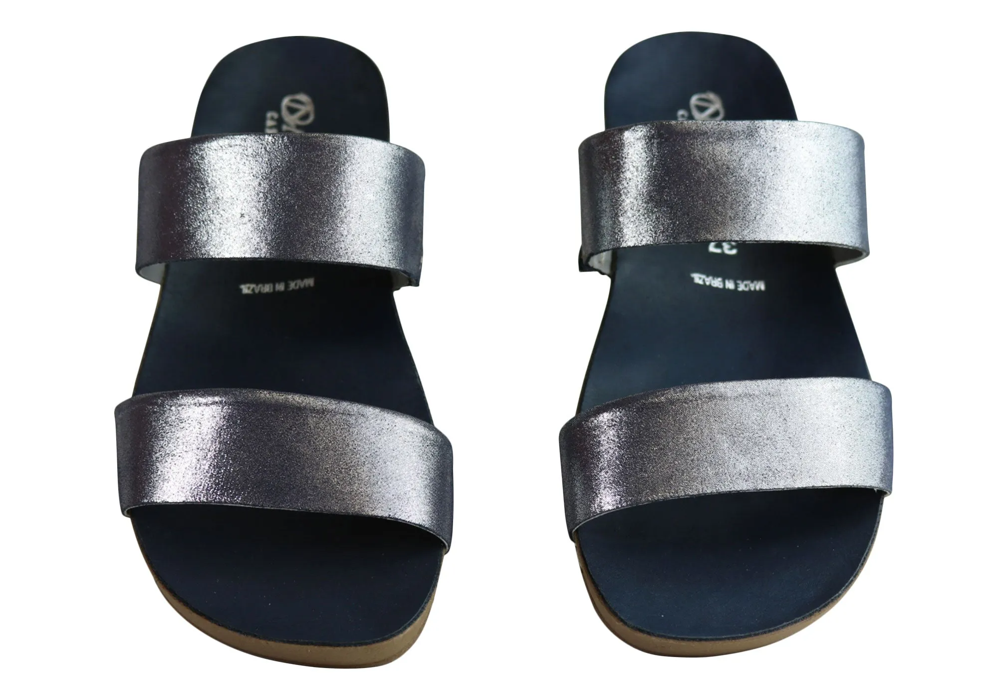 Andacco Mirage Damen Bequeme Leder Flache Sandalen Slides Hergestellt In Brasilien Andacco Schuhe