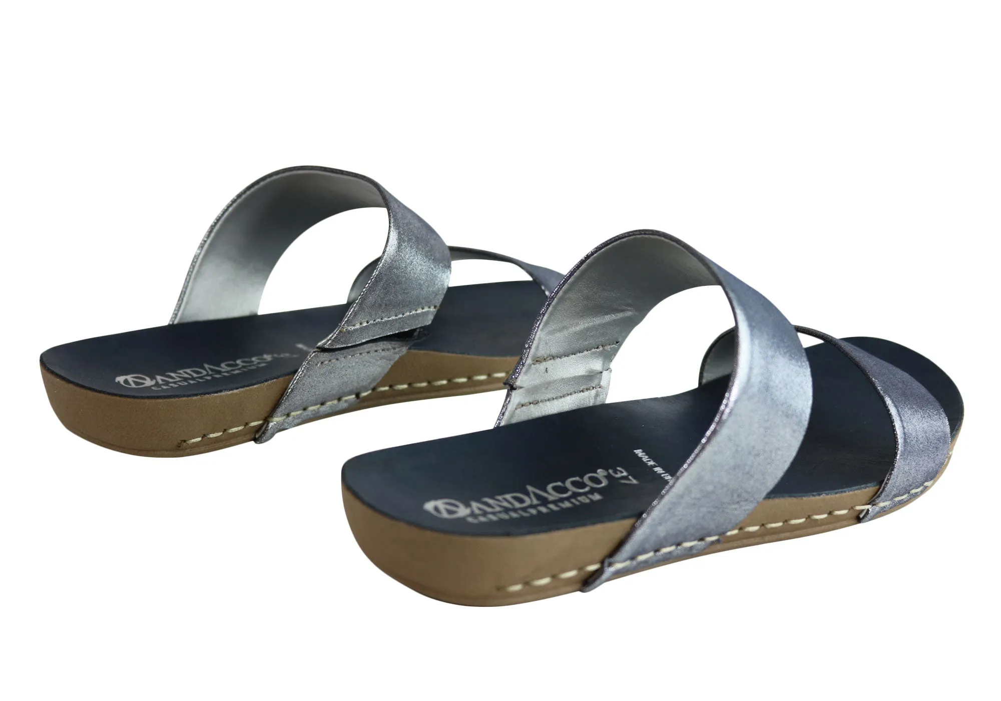 Andacco Mirage Damen Bequeme Leder Flache Sandalen Slides Hergestellt In Brasilien Andacco Schuhe