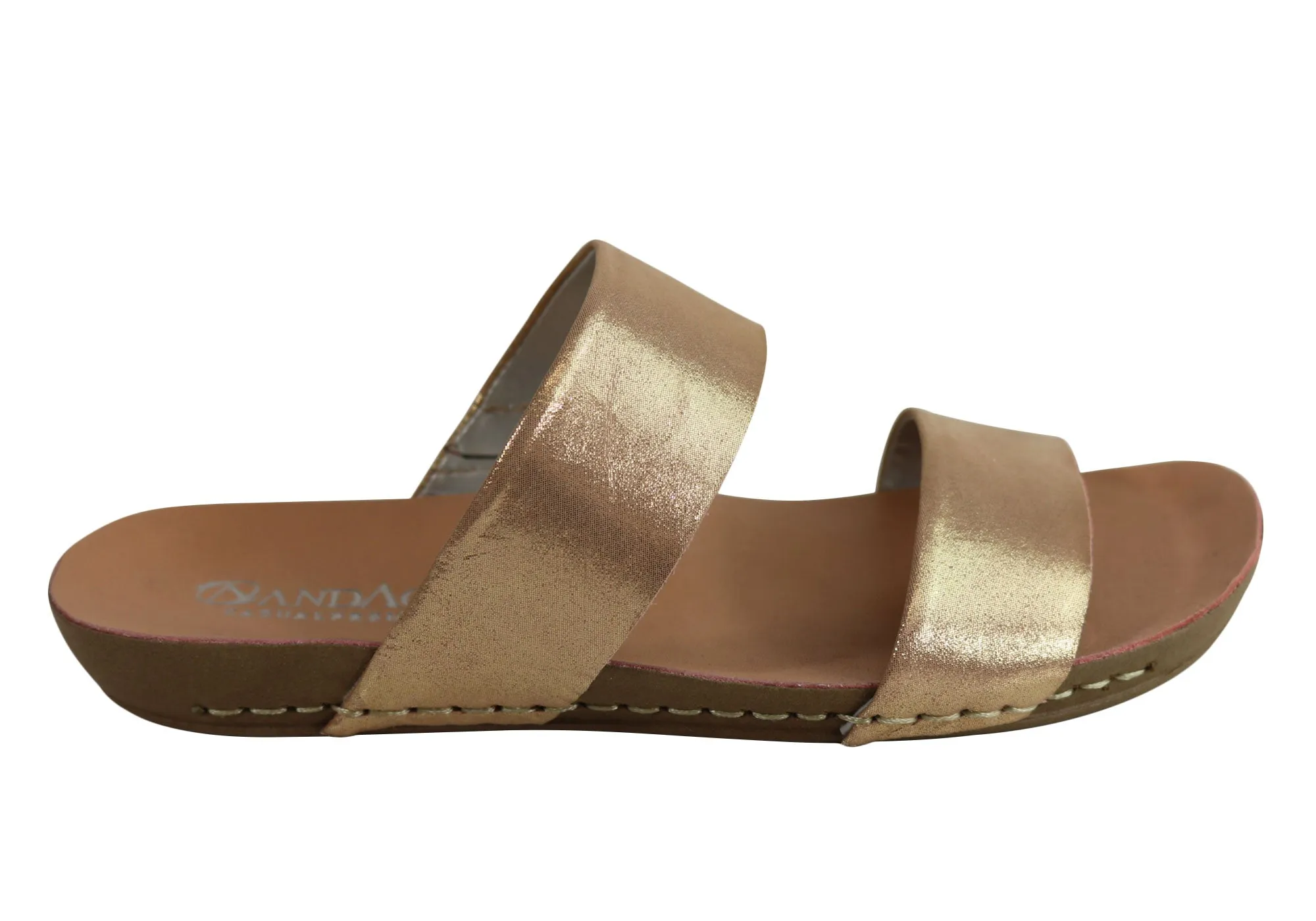 Andacco Mirage Damen Bequeme Leder Flache Sandalen Slides Hergestellt In Brasilien Andacco Schuhe
