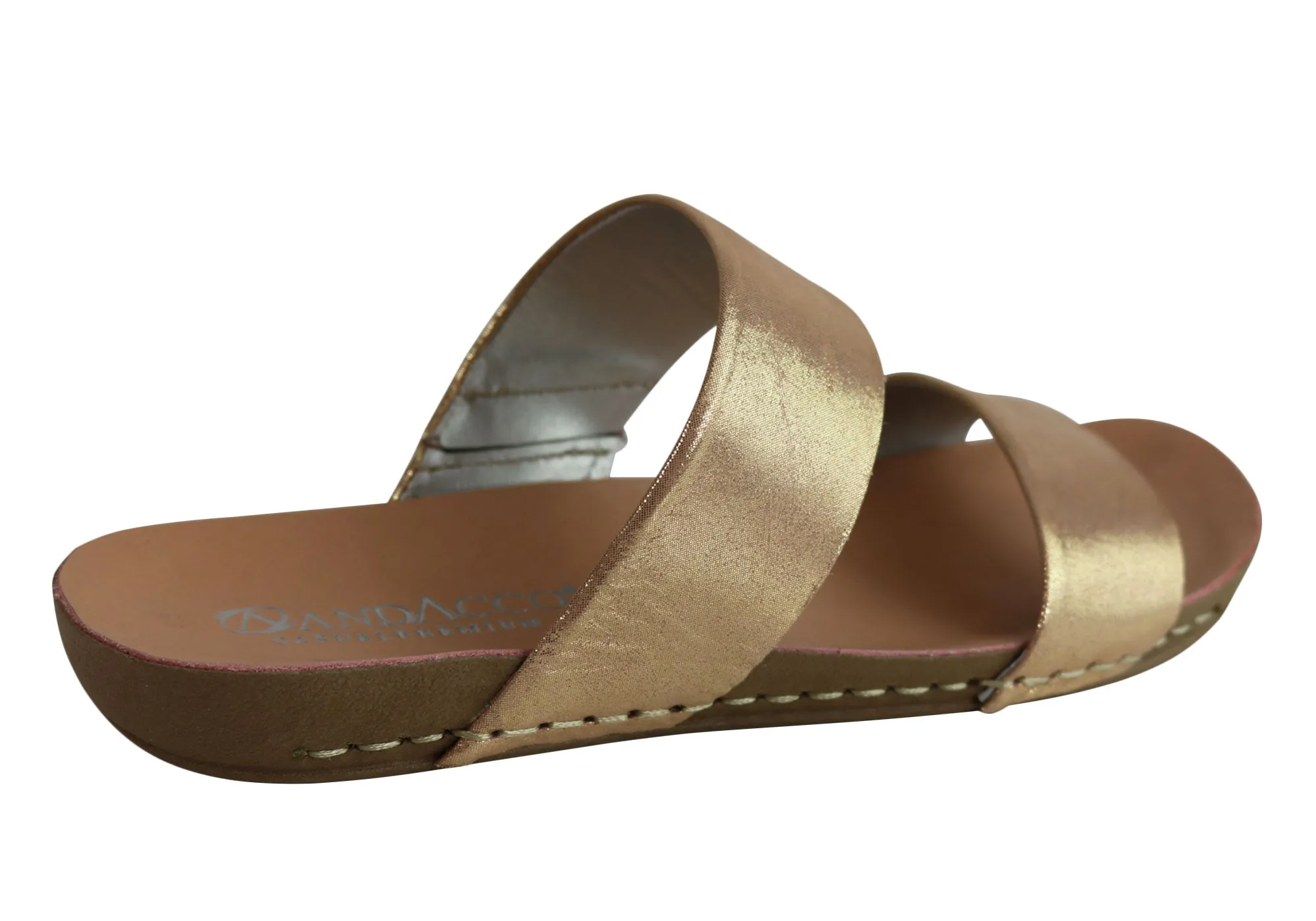 Andacco Mirage Damen Bequeme Leder Flache Sandalen Slides Hergestellt In Brasilien Andacco Schuhe