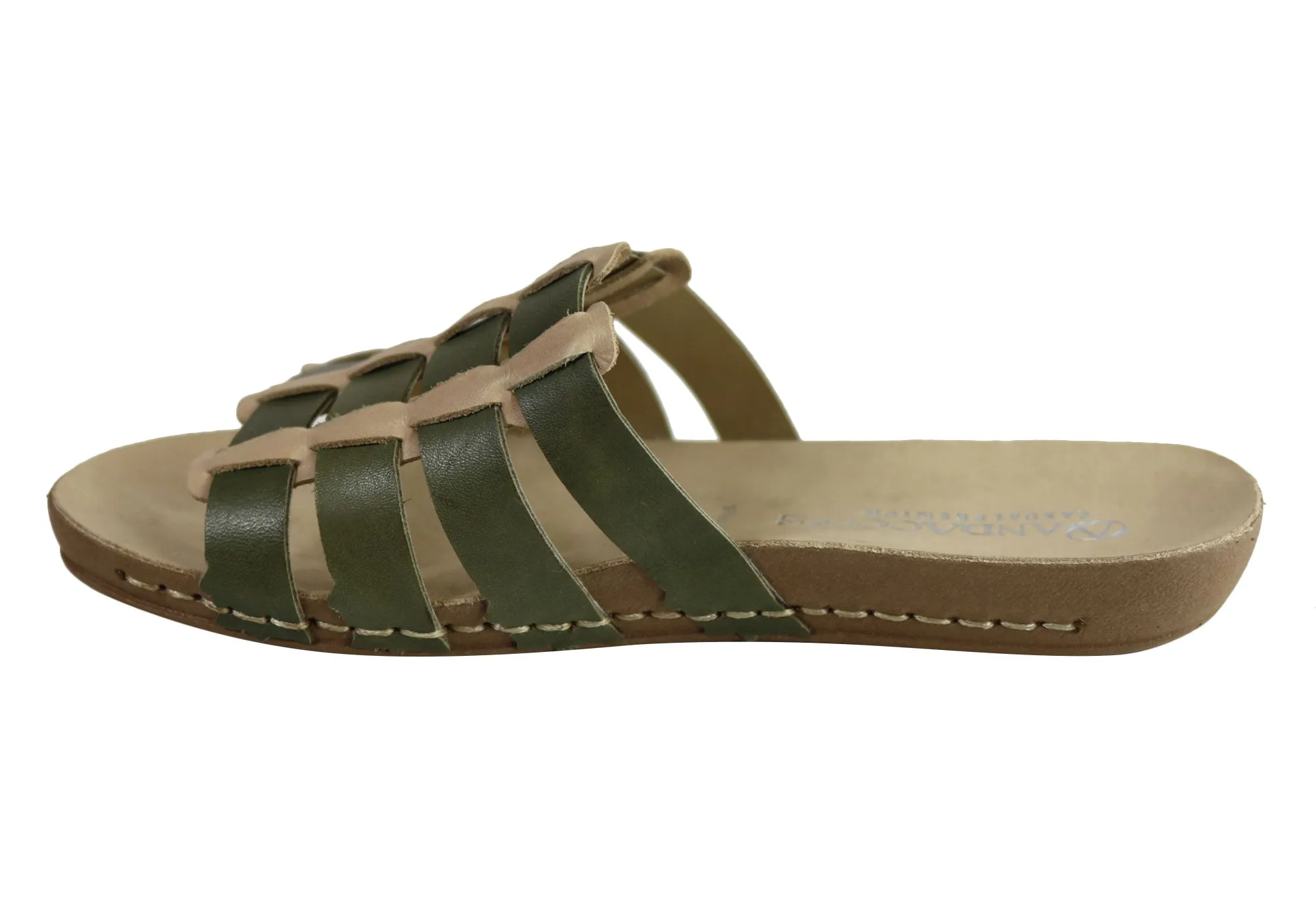 Andacco Sorrento Damen Comfort Leder Schlupfsandalen Hergestellt in Brasilien Andacco Schuhe