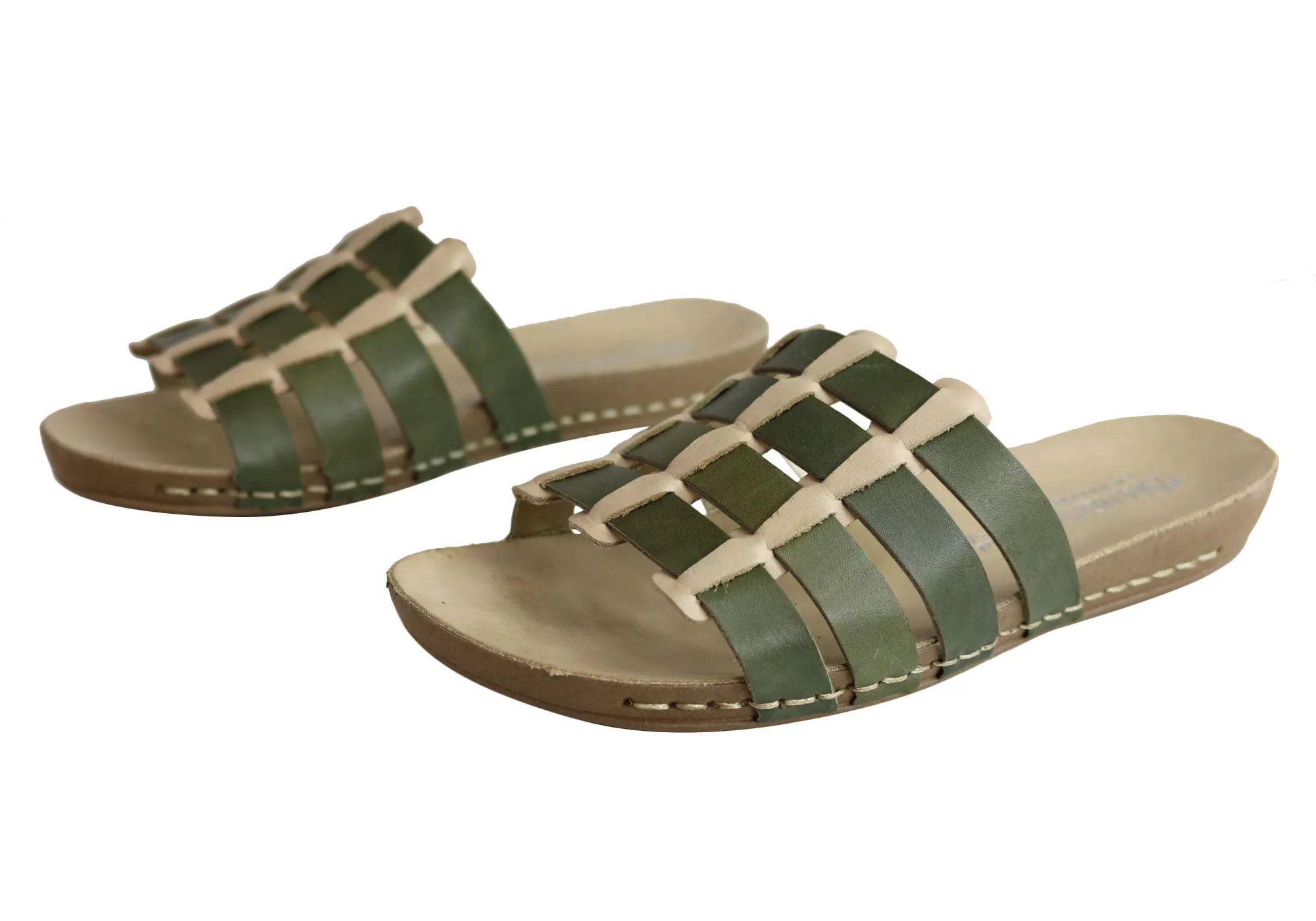 Andacco Sorrento Damen Comfort Leder Schlupfsandalen Hergestellt in Brasilien Andacco Schuhe