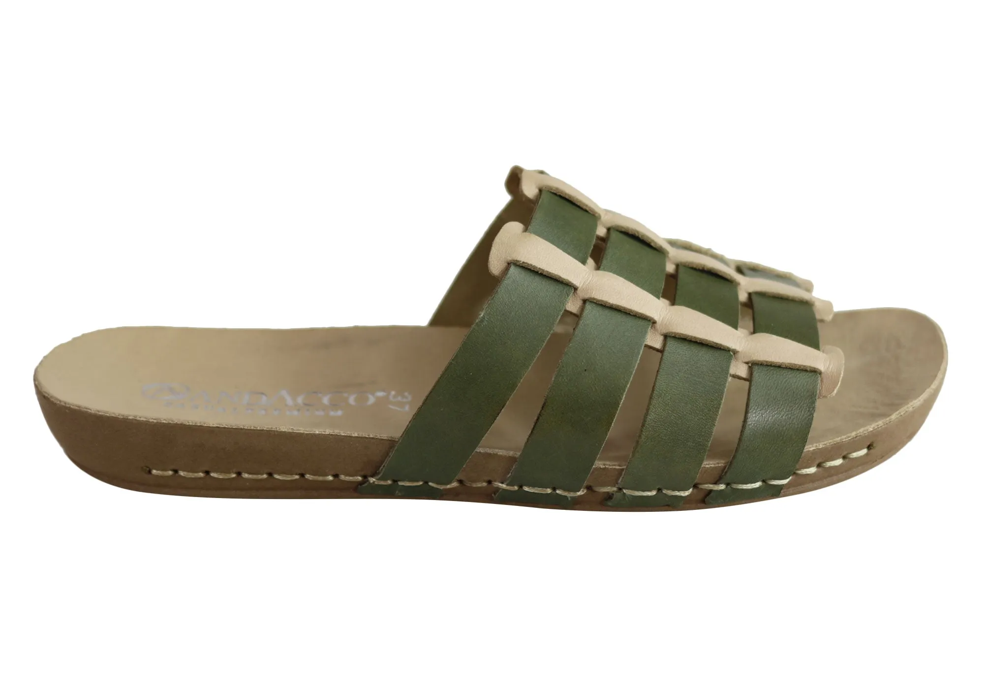 Andacco Sorrento Damen Comfort Leder Schlupfsandalen Hergestellt in Brasilien Andacco Schuhe