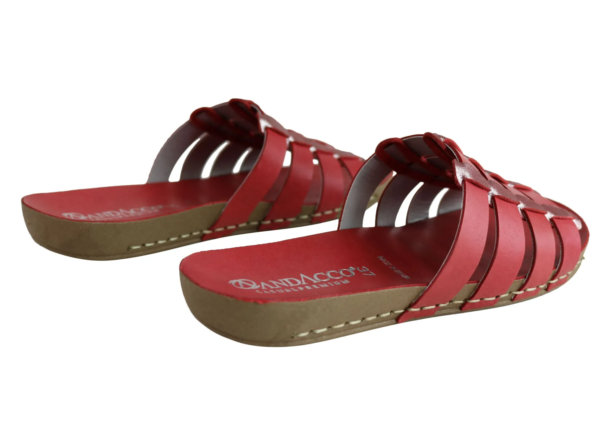 Andacco Sorrento Damen Comfort Leder Schlupfsandalen Hergestellt in Brasilien Andacco Schuhe