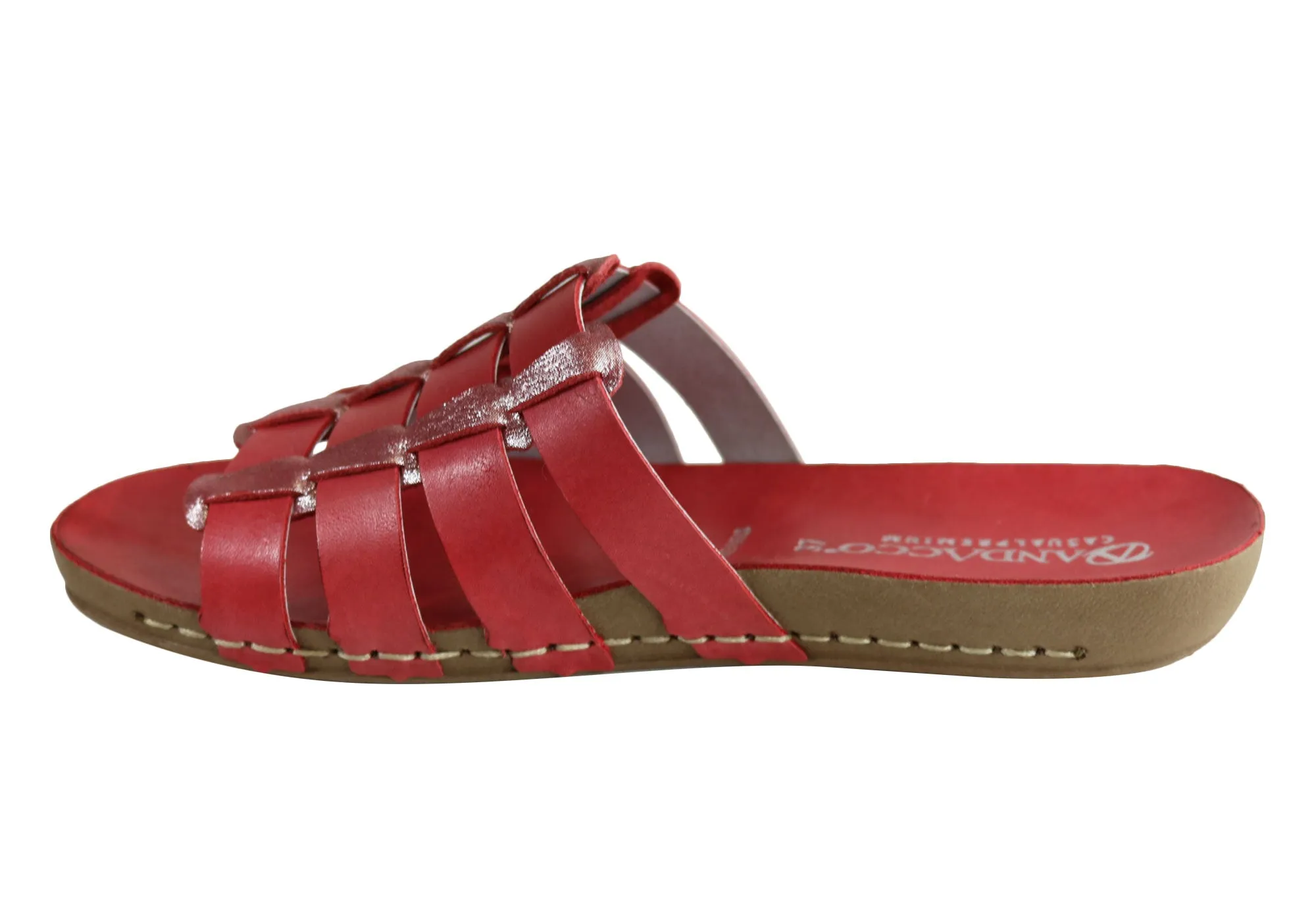 Andacco Sorrento Damen Comfort Leder Schlupfsandalen Hergestellt in Brasilien Andacco Schuhe