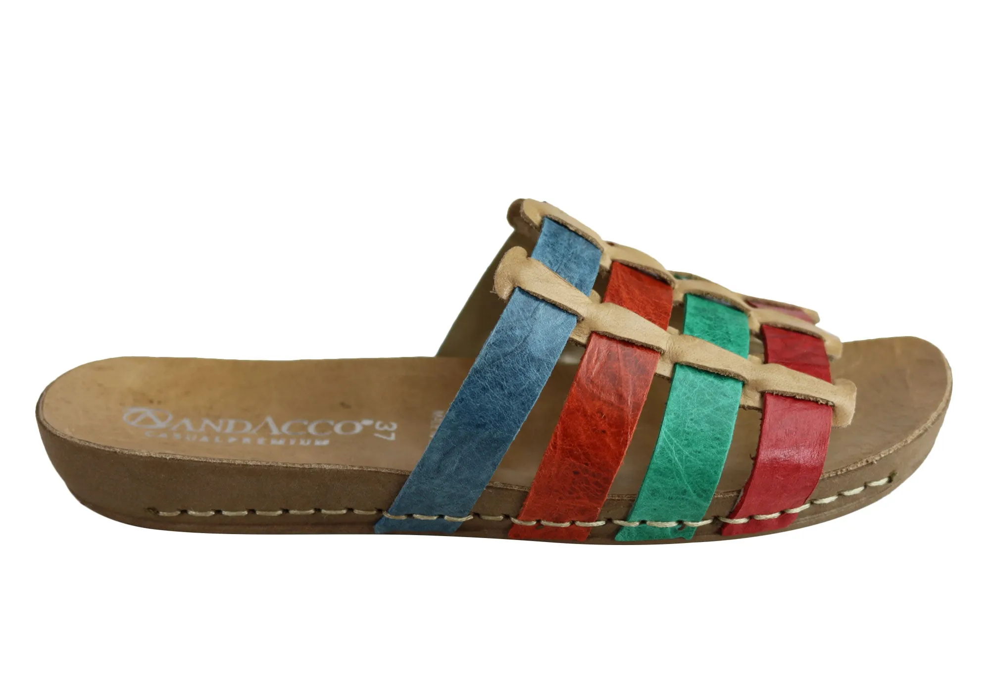 Andacco Sorrento Damen Comfort Leder Schlupfsandalen Hergestellt in Brasilien Andacco Schuhe
