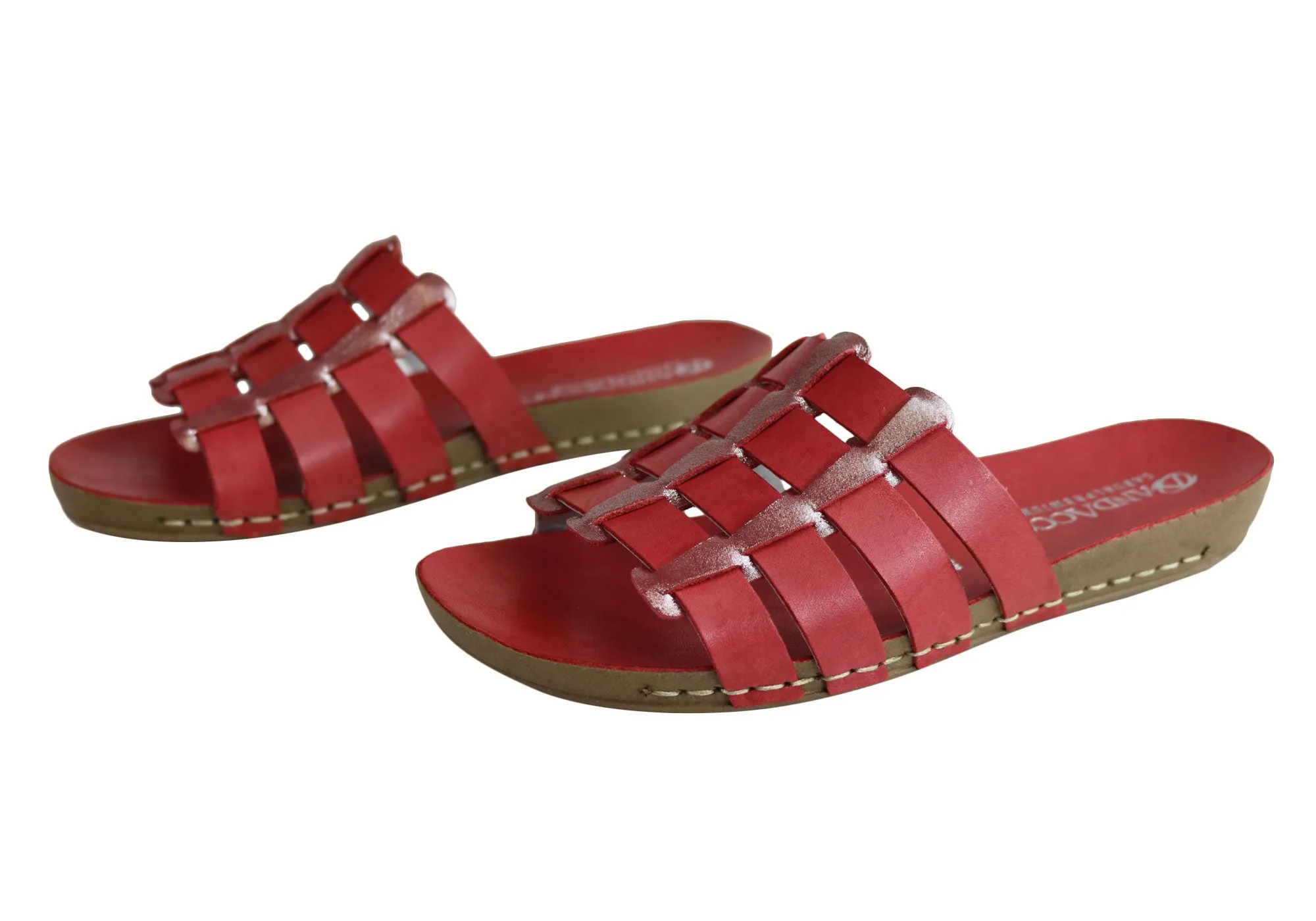 Andacco Sorrento Damen Comfort Leder Schlupfsandalen Hergestellt in Brasilien Andacco Schuhe