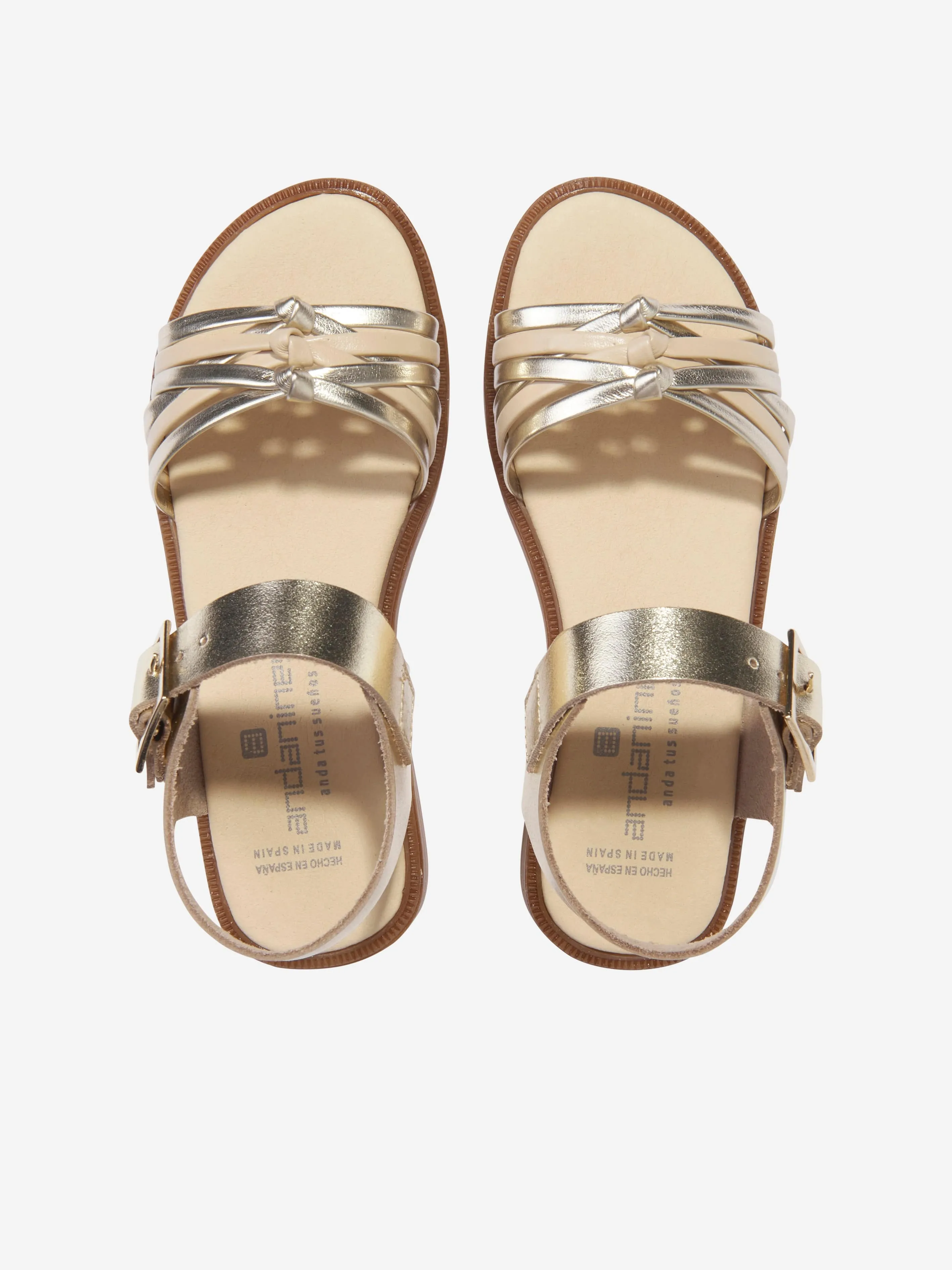 Andanines Mädchen Leder Sandalen in Gold
