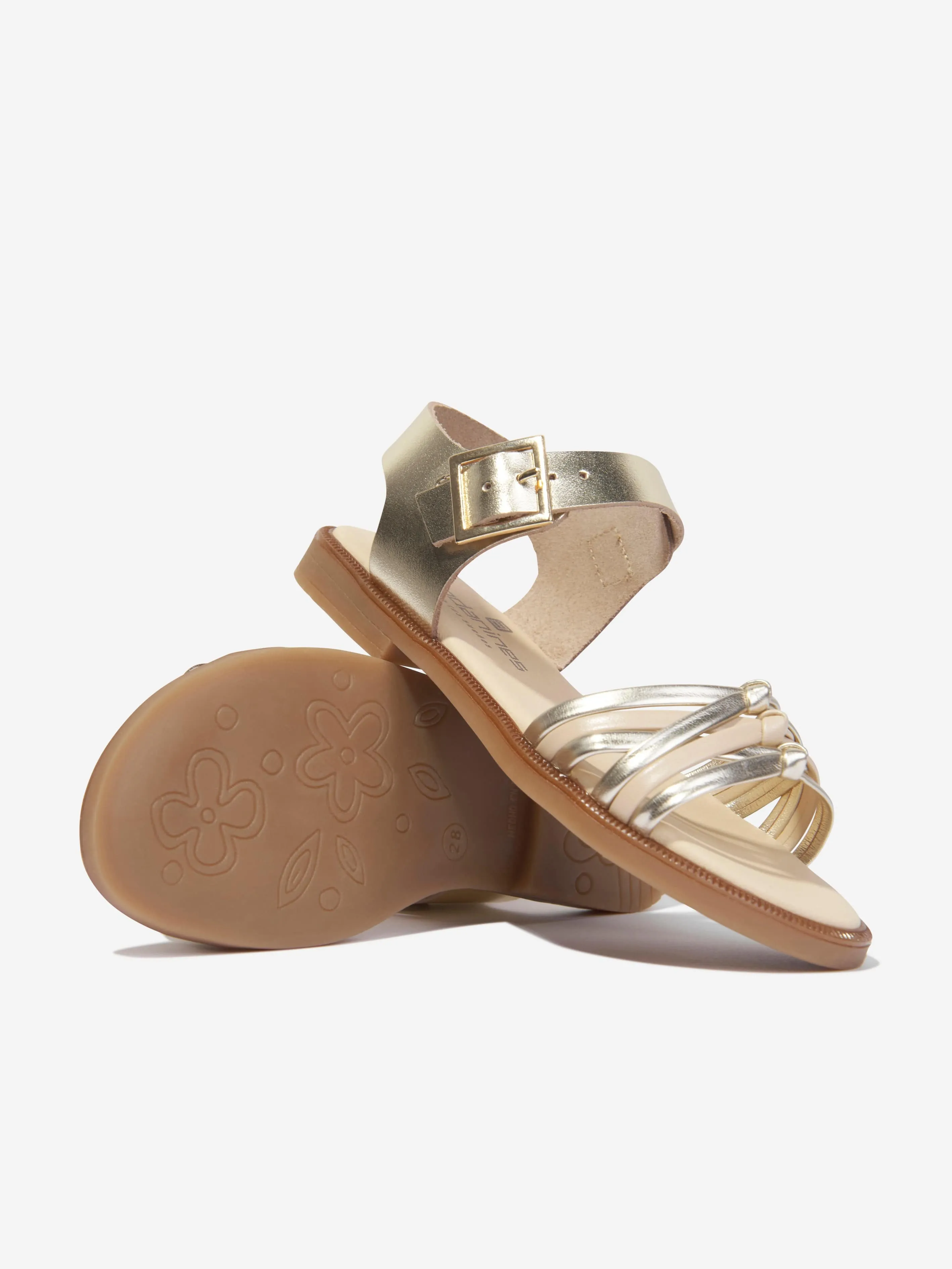 Andanines Mädchen Leder Sandalen in Gold