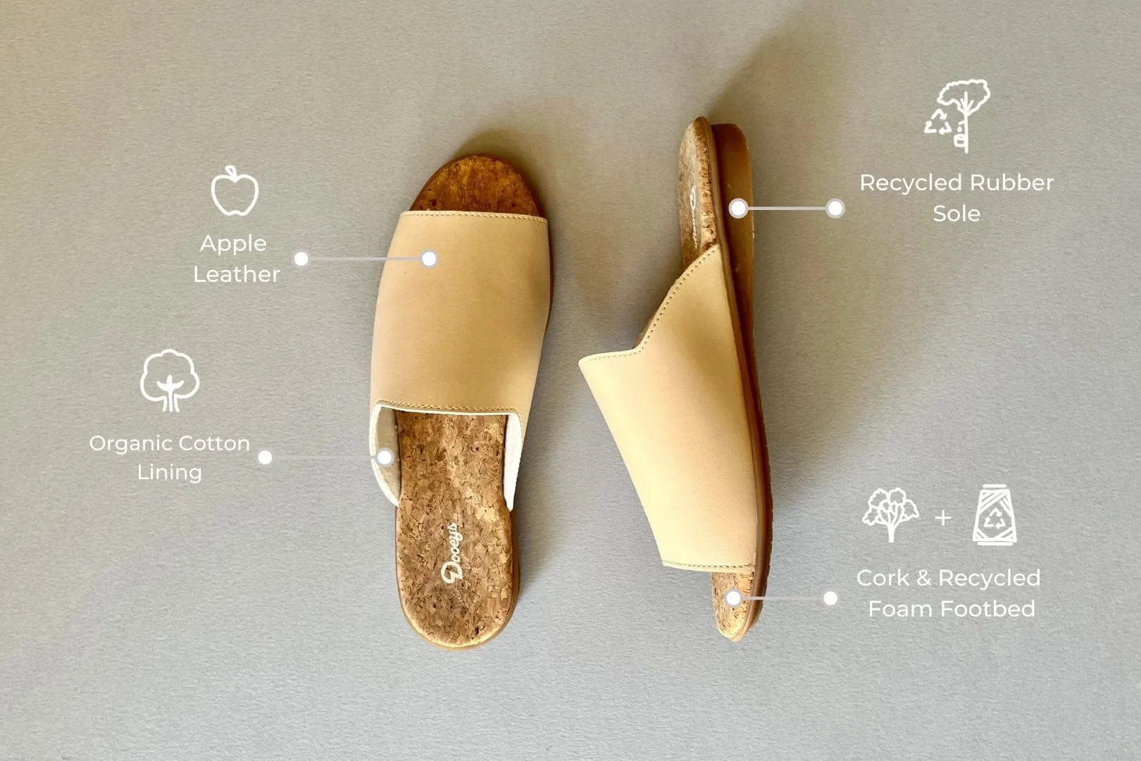 Apple Leder Vegane Hausschlappen | Rosé