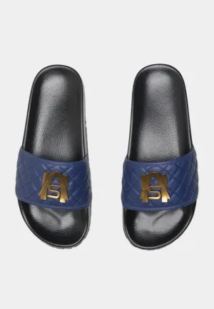 Ashluxe Paradise Steppleder-Slides - Marineblau