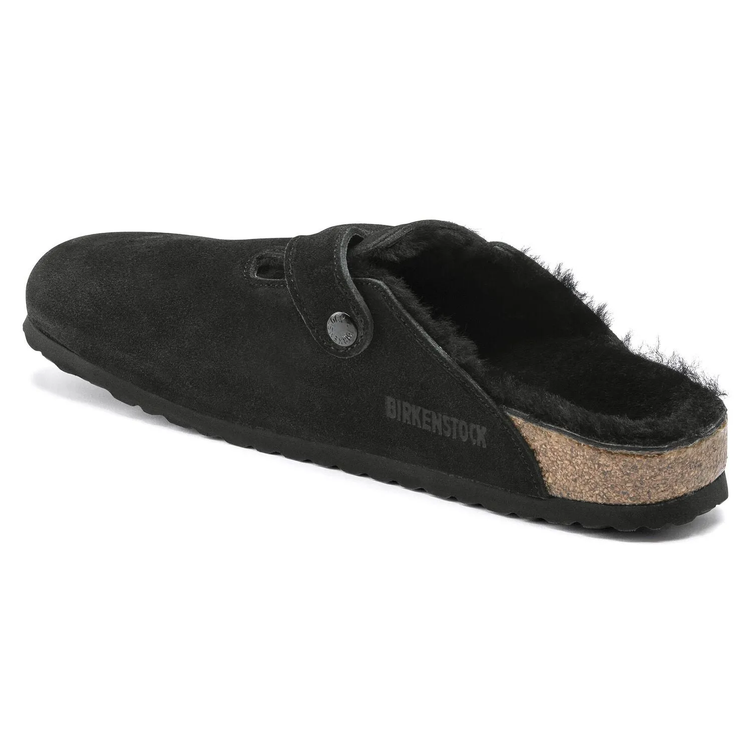 Birkenstock Schuhe Boston Shearling Wildleder Leder Schwarz Standard