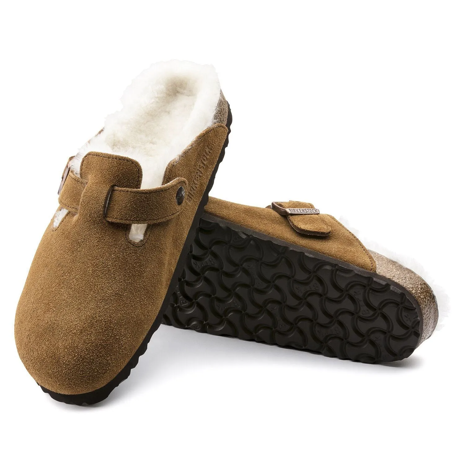 Birkenstock Schuhe Boston Shearling Wildleder Leder Mink Regular