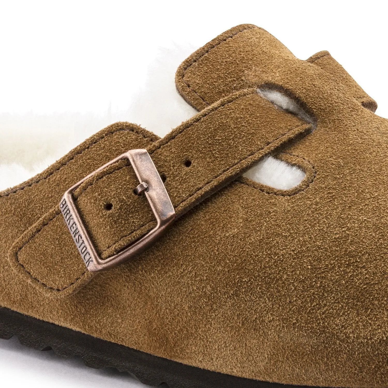 Birkenstock Schuhe Boston Shearling Wildleder Leder Mink Regular