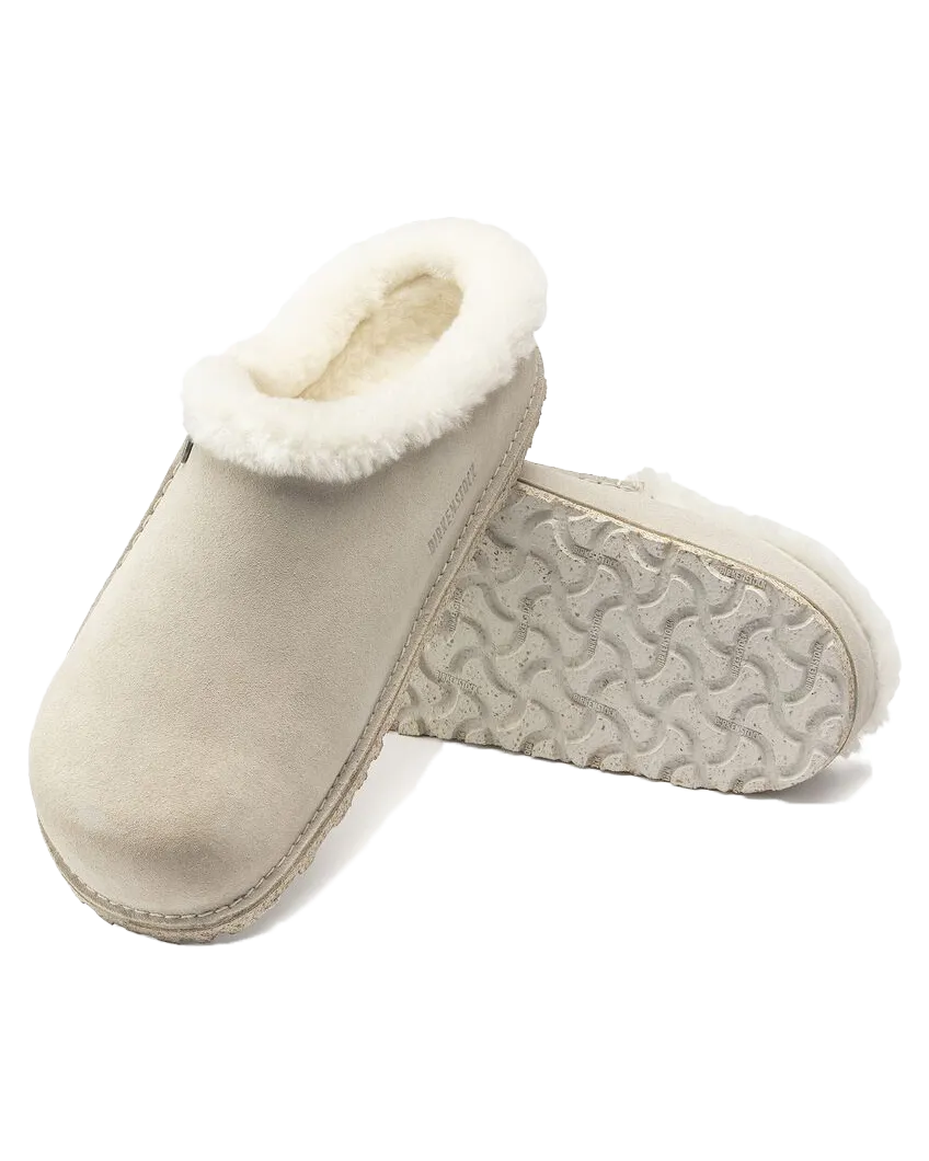 Birkenstock Schuhe Zermatt Premium Wildleder Pantoffel in Antik Weiß