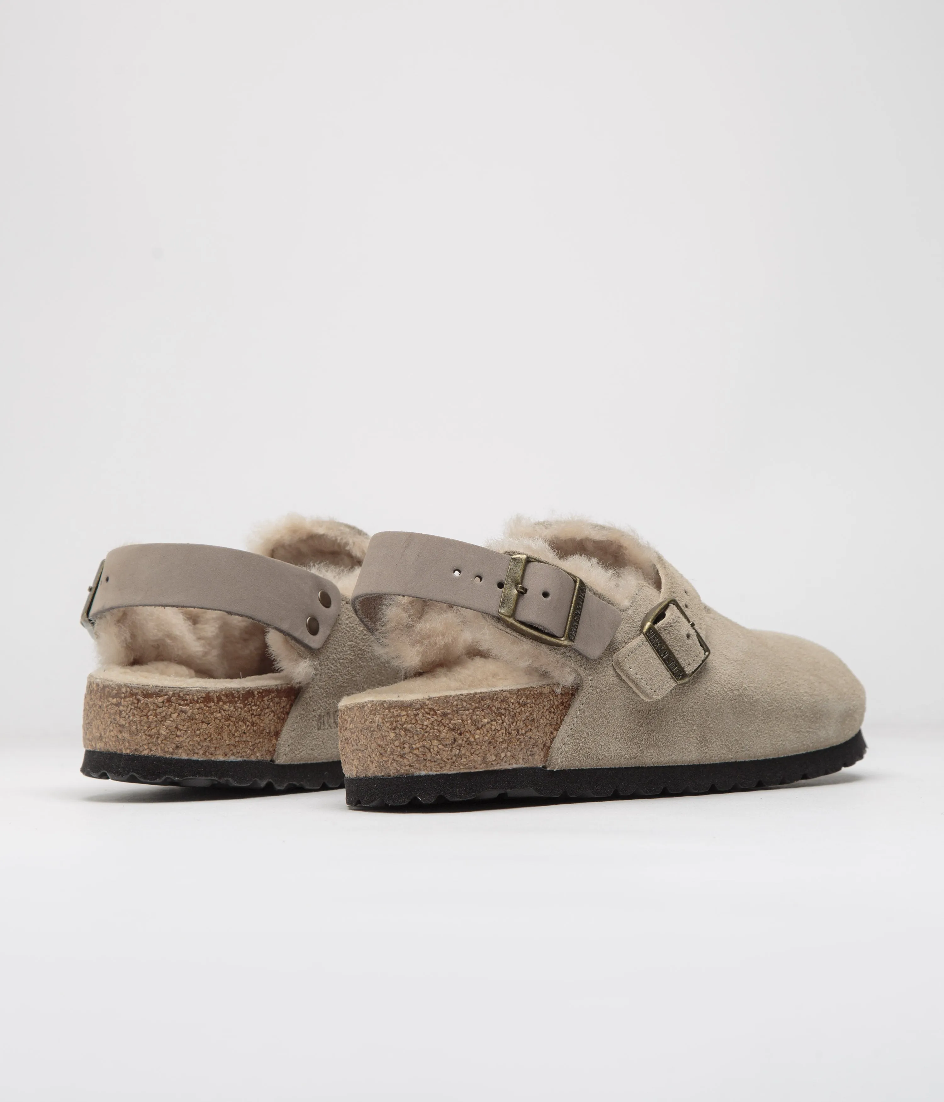 Birkenstock Tokio Shearling Sandalen - Taupe Birkenstock Schuhe
