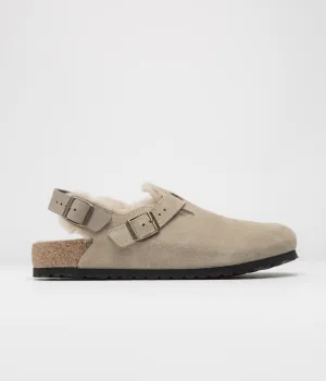 Birkenstock Tokio Shearling Sandalen - Taupe Birkenstock Schuhe
