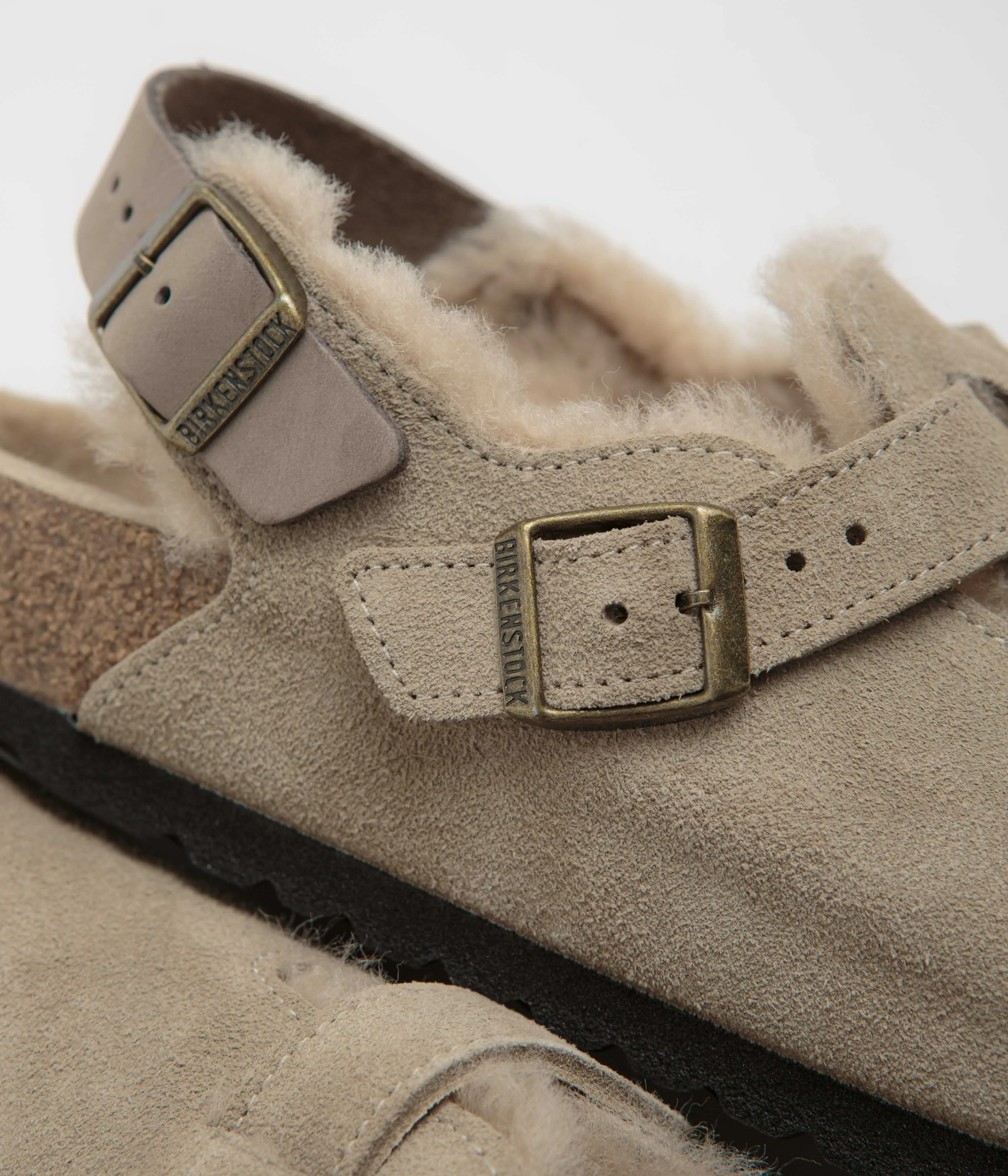 Birkenstock Tokio Shearling Sandalen - Taupe Birkenstock Schuhe