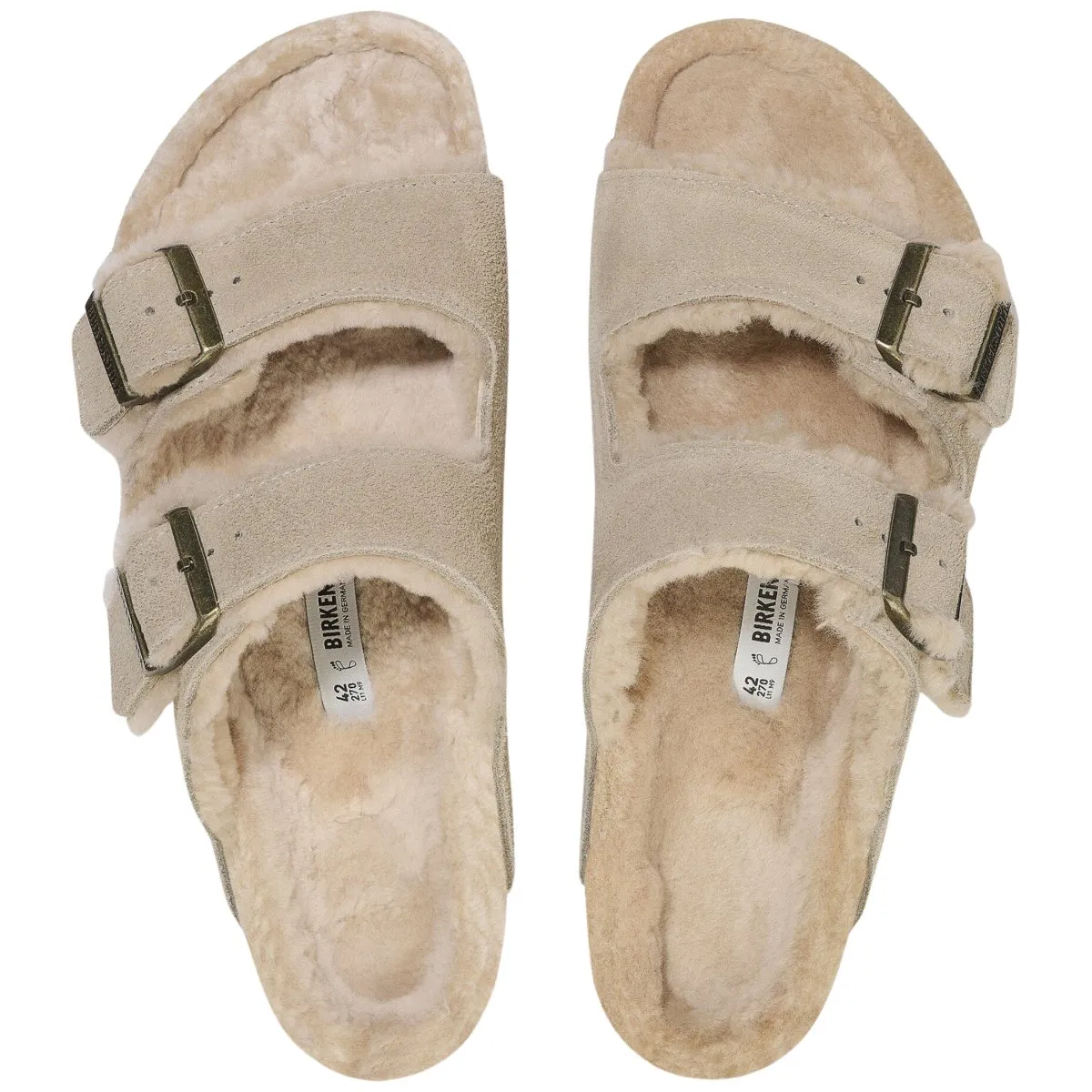 Birkenstock Damen Arizona Shearling Wildleder Leder in Taube