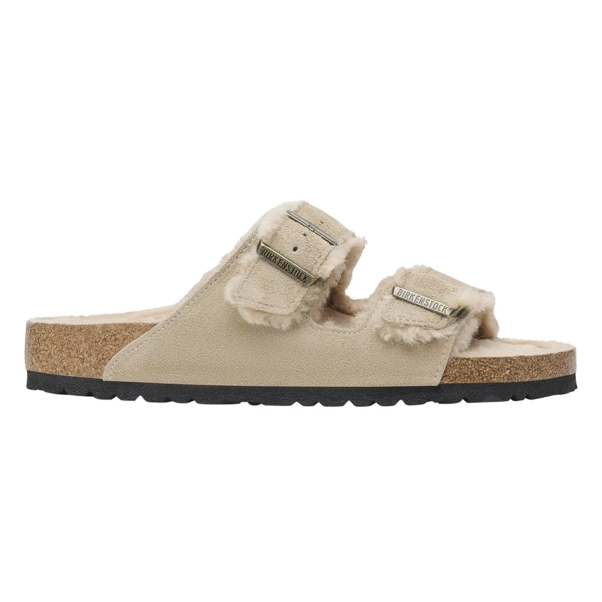 Birkenstock Damen Arizona Shearling Wildleder Leder in Taube