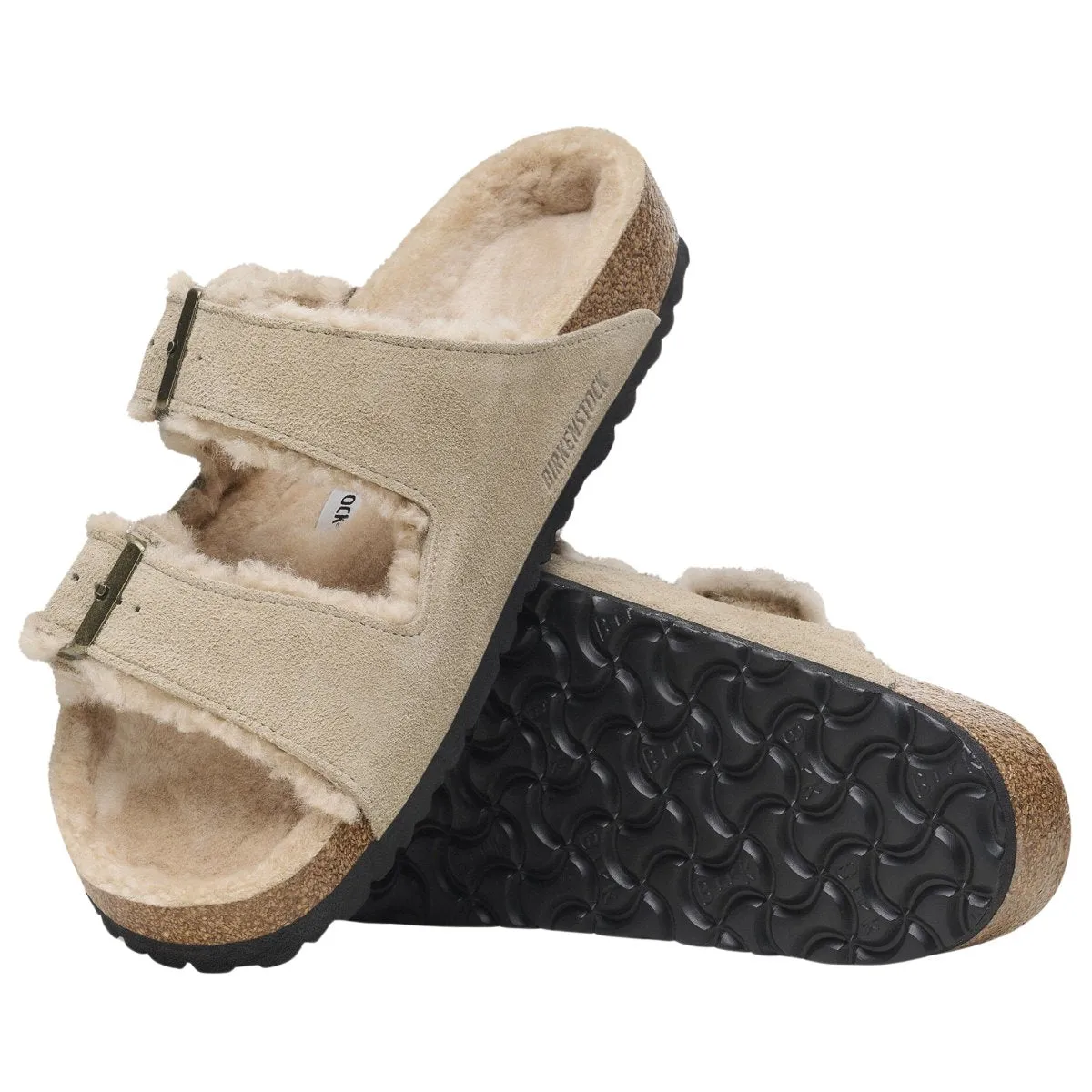 Birkenstock Damen Arizona Shearling Wildleder Leder in Taube