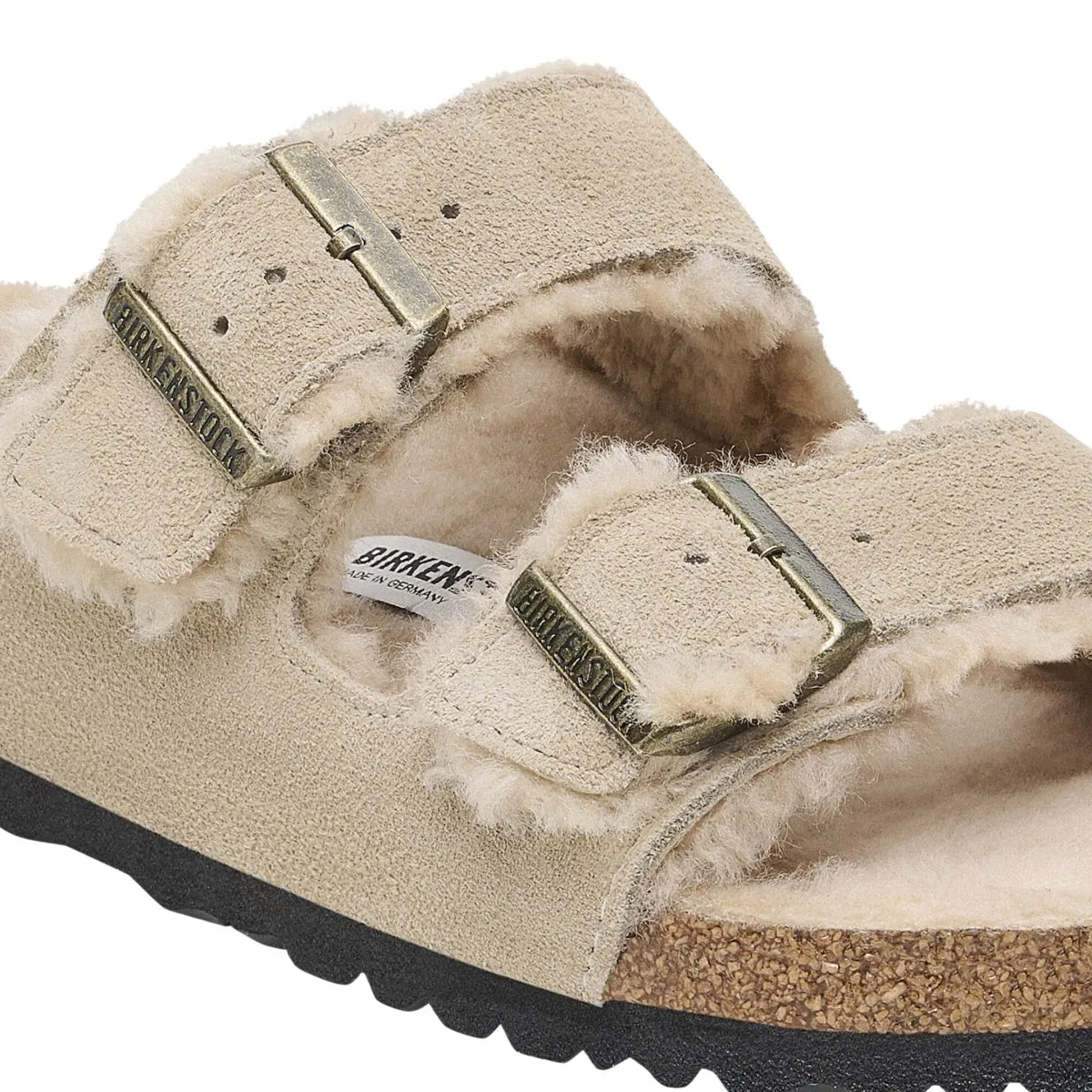 Birkenstock Damen Arizona Shearling Wildleder Leder in Taube