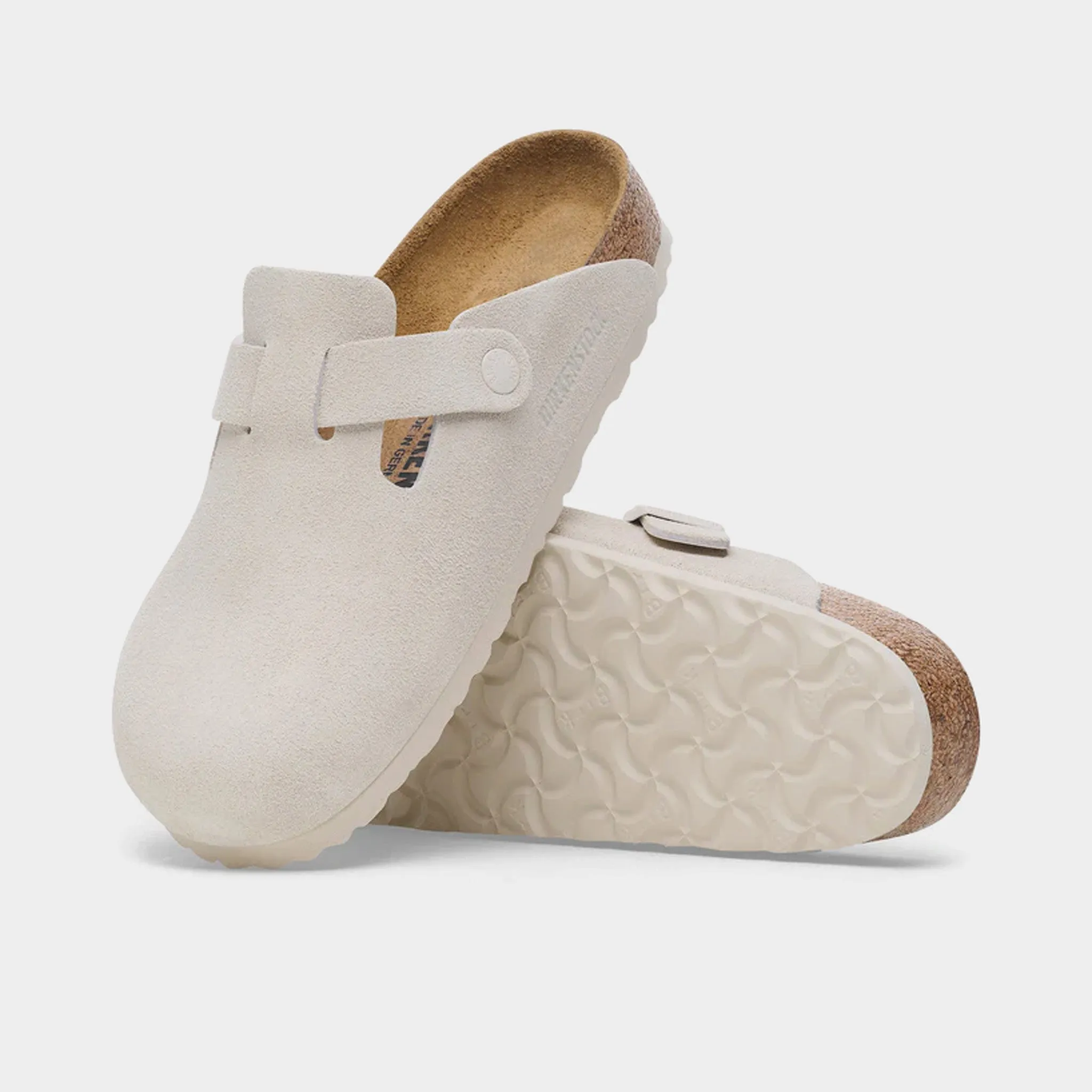 Birkenstock Damen Boston Wildleder / Antik Weiß Birkenstock Schuhe