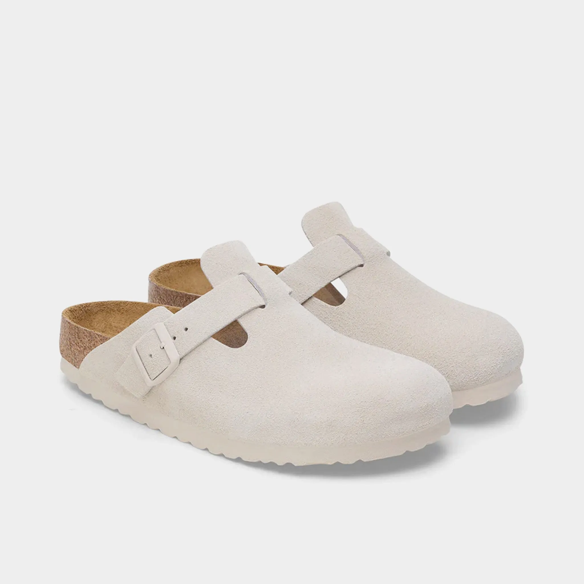 Birkenstock Damen Boston Wildleder / Antik Weiß Birkenstock Schuhe