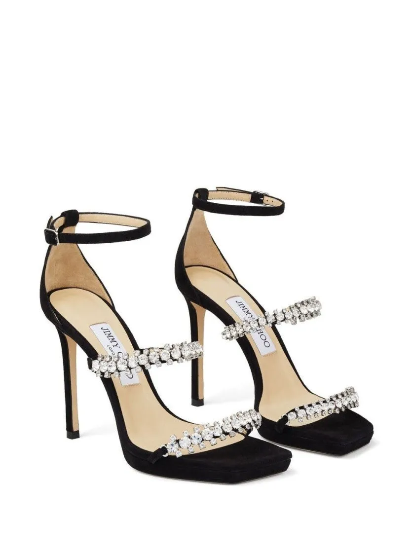 Schwarze Sandalen Mit Kristallverzierung Aus Leder_Jimmy-Choo