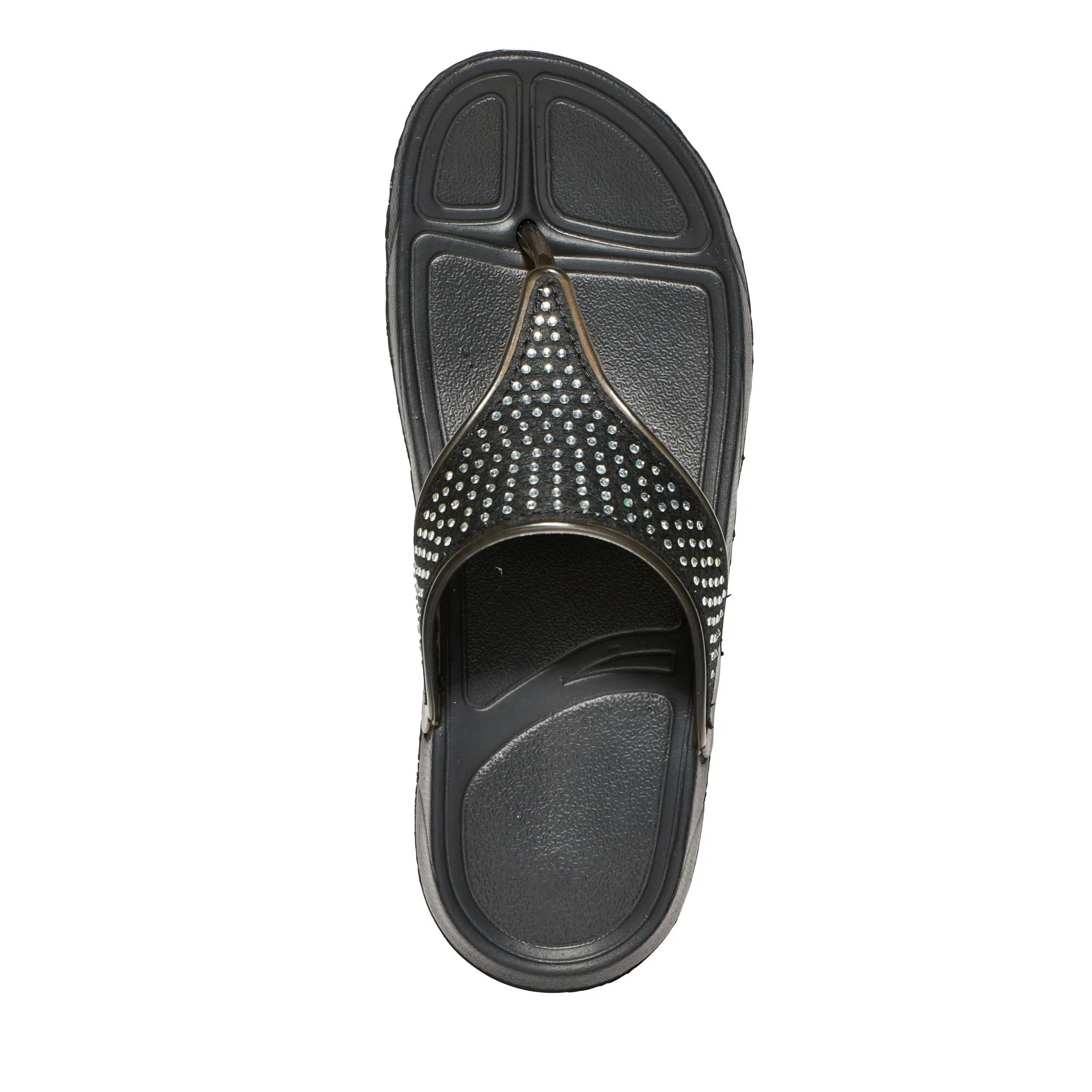 Schwarze T-Bar-Sandalen mit Strasssteinen
