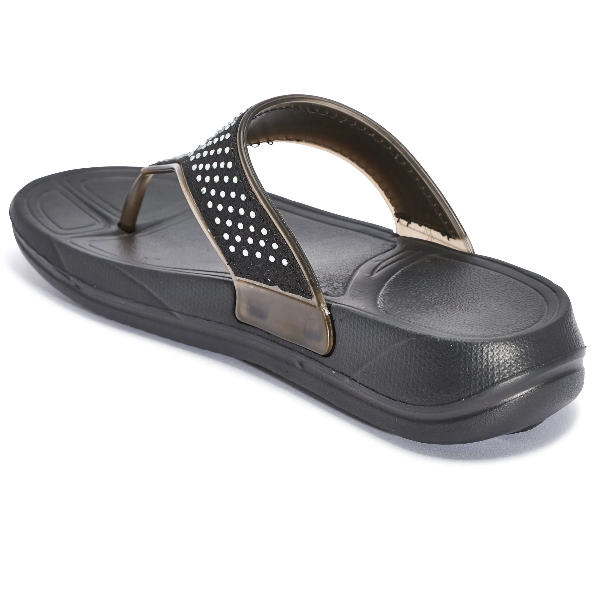 Schwarze T-Bar-Sandalen mit Strasssteinen