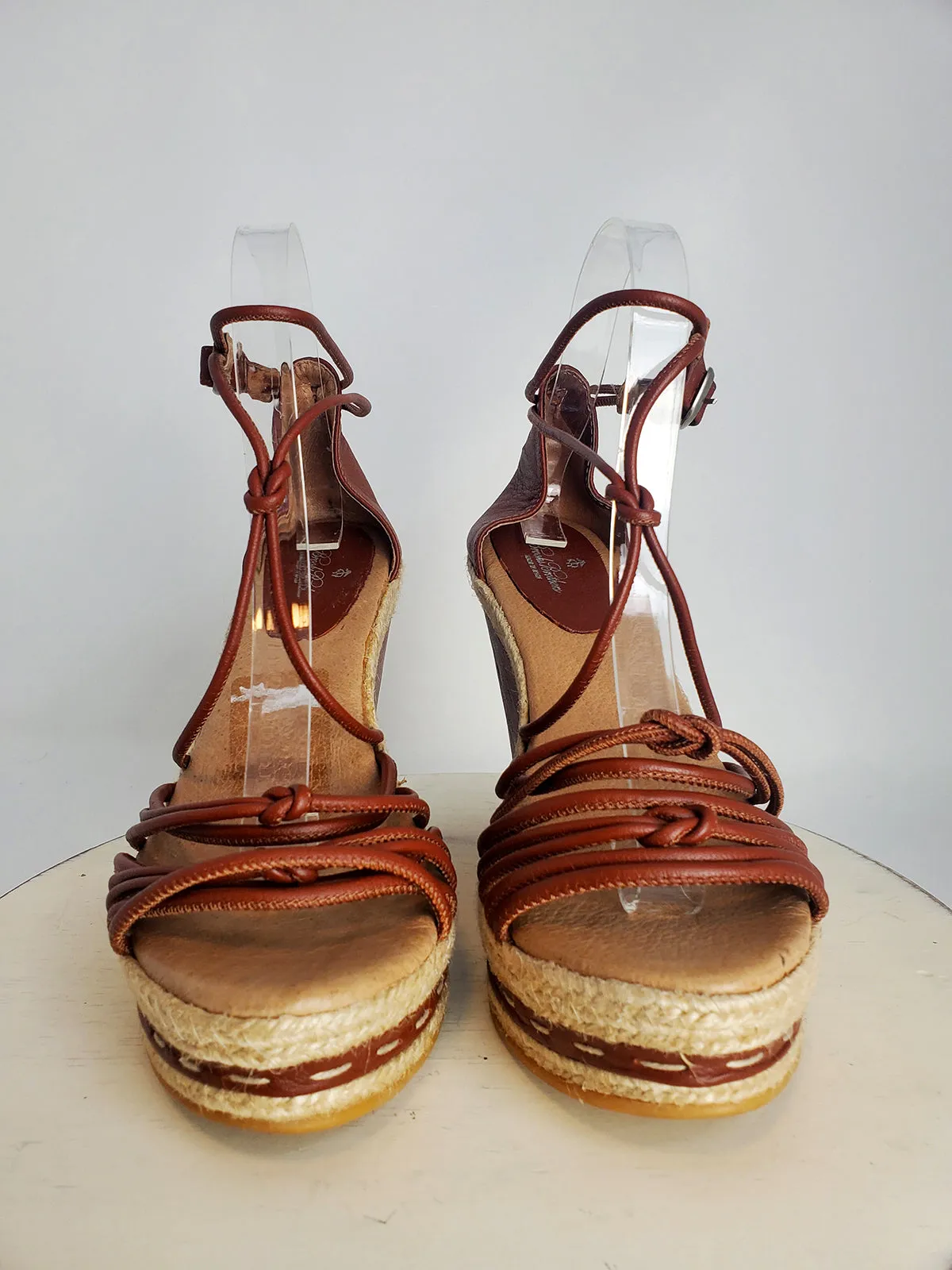 Brooks Brothers Größe 9 Braune Espadrille Keilabsätze NWOB