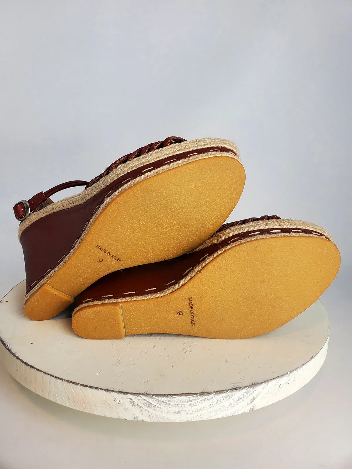 Brooks Brothers Größe 9 Braune Espadrille Keilabsätze NWOB