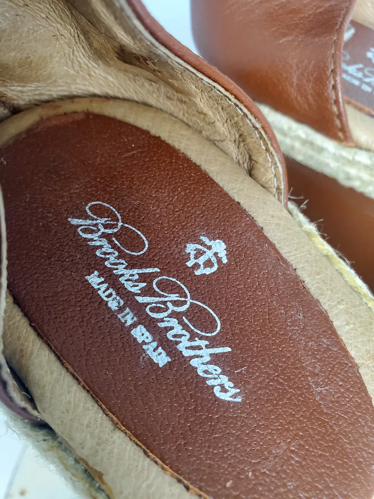 Brooks Brothers Größe 9 Braune Espadrille Keilabsätze NWOB