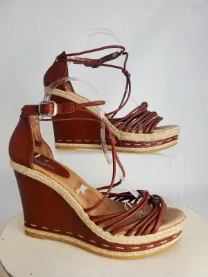 Brooks Brothers Größe 9 Braune Espadrille Keilabsätze NWOB