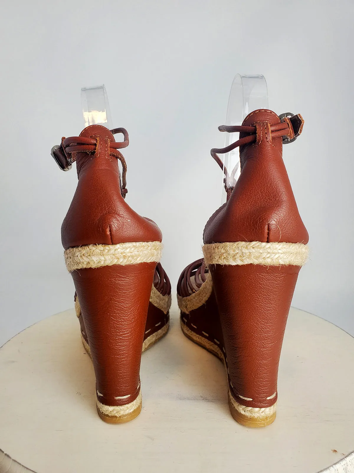 Brooks Brothers Größe 9 Braune Espadrille Keilabsätze NWOB