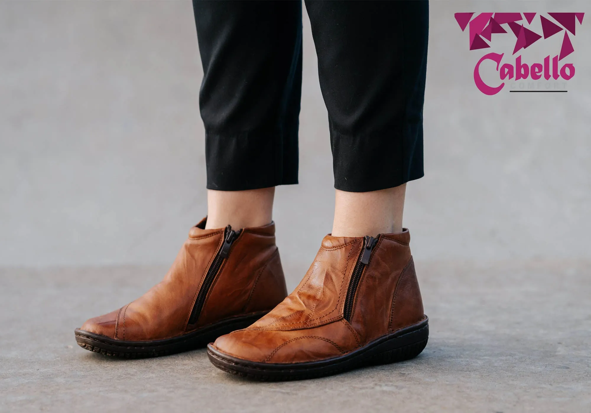 Cabello Comfort 5250-27 Damen Lederstiefel Hergestellt in der Türkei Cabello Comfort Schuhe