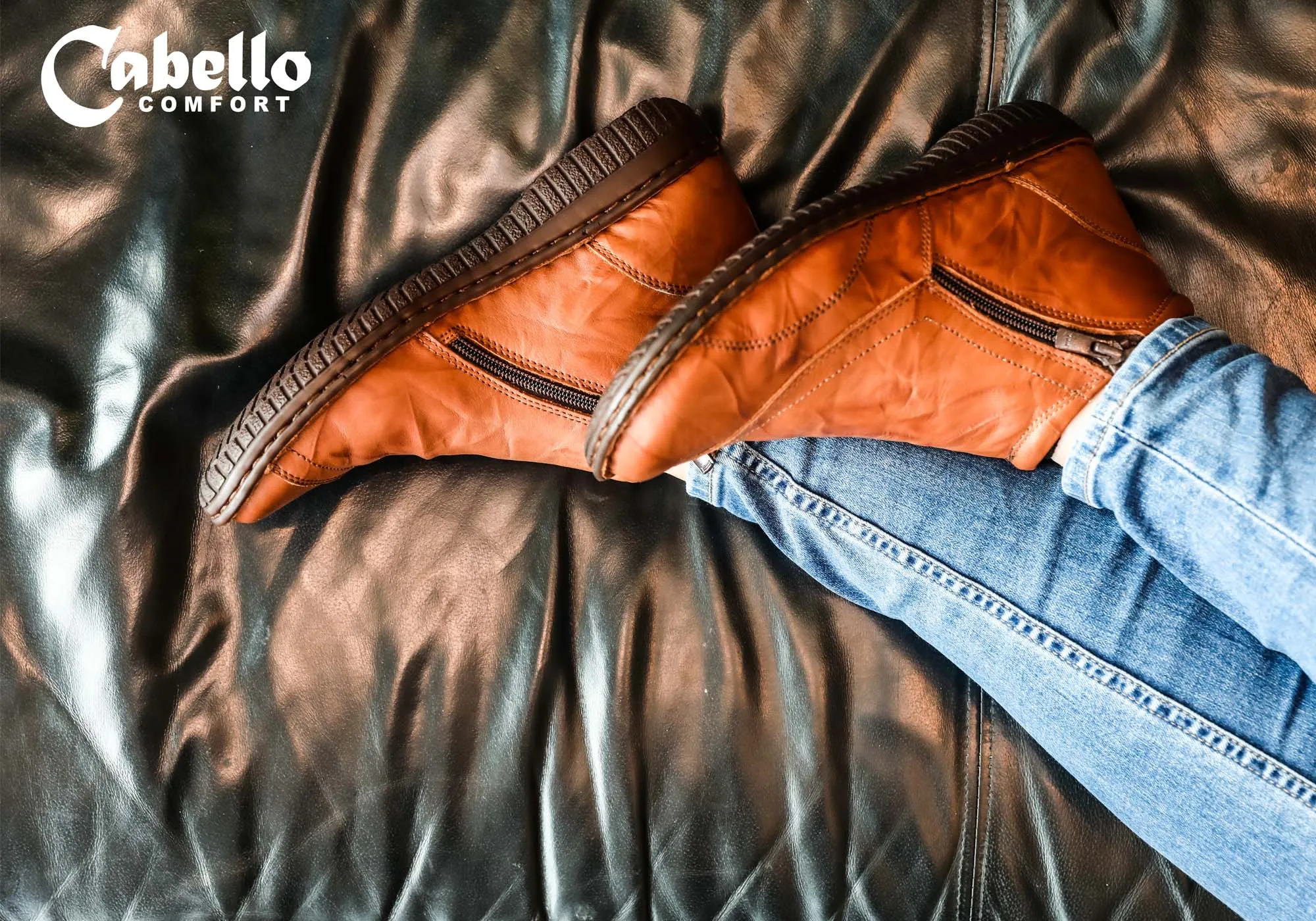 Cabello Comfort 5250-27 Damen Lederstiefel Hergestellt in der Türkei Cabello Comfort Schuhe
