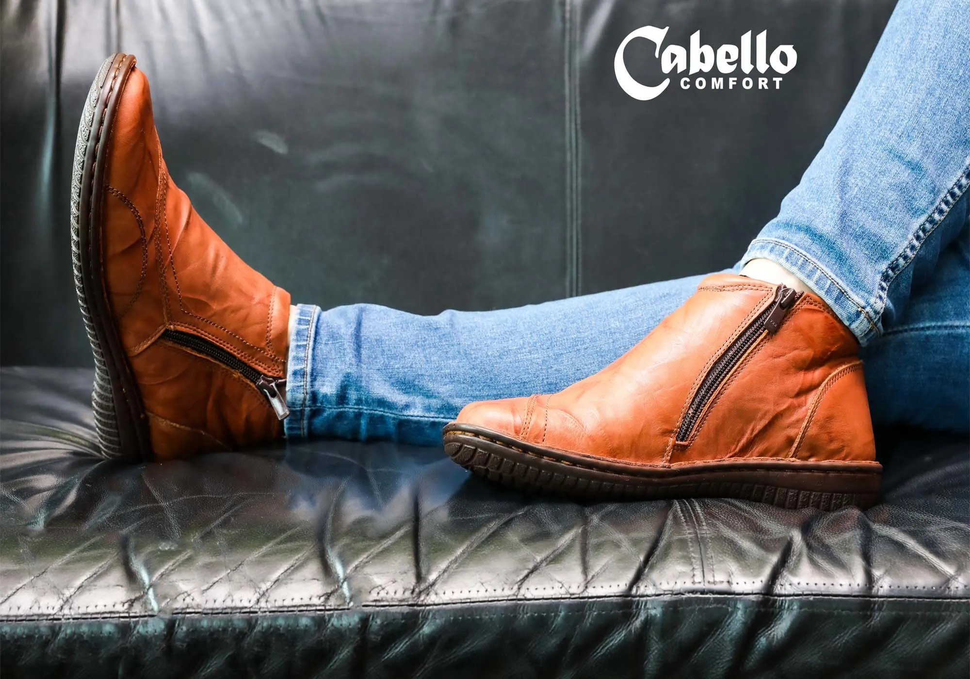 Cabello Comfort 5250-27 Damen Lederstiefel Hergestellt in der Türkei Cabello Comfort Schuhe