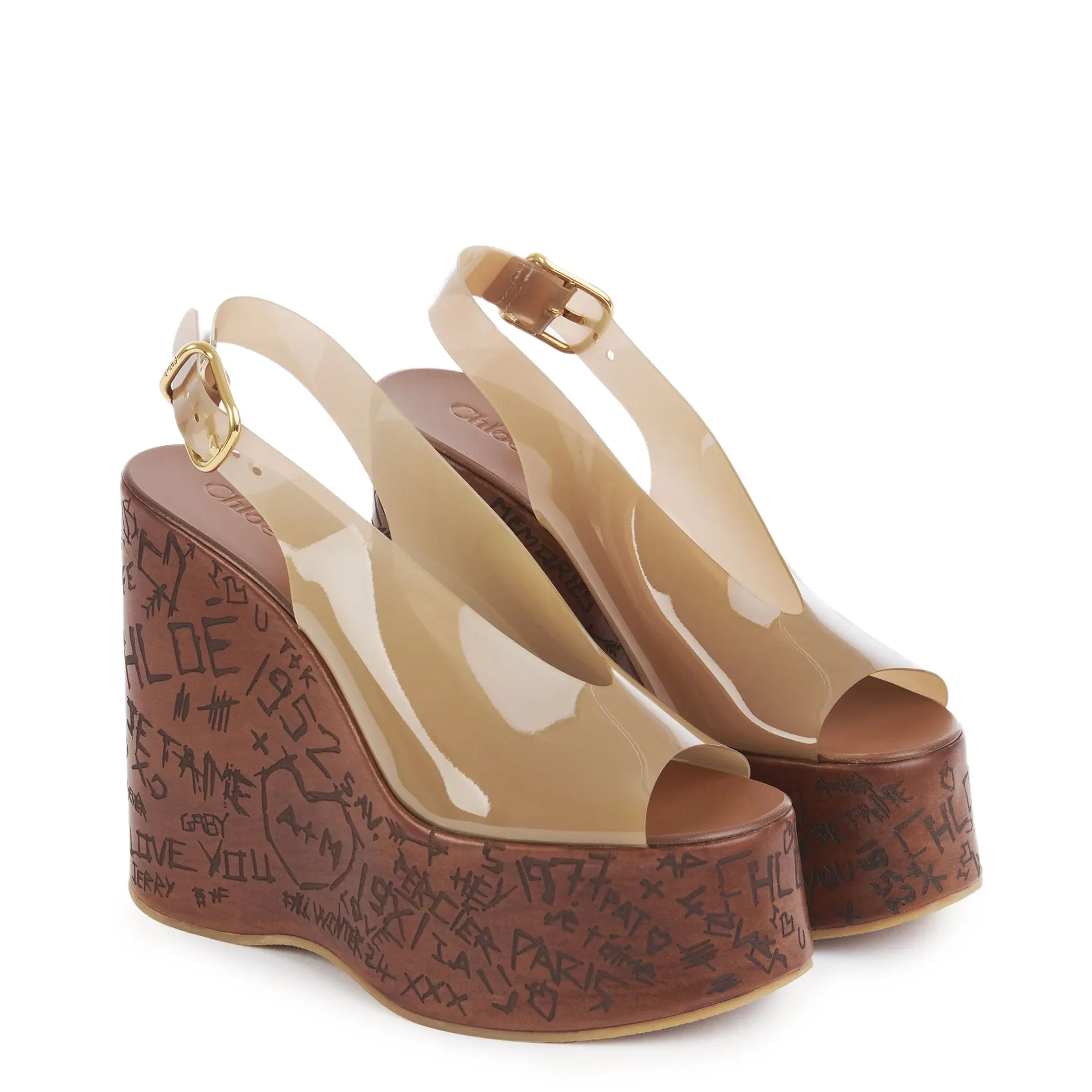 Chloé Schuhe Maxime PVC Keilabsatz, Sonniges Braun