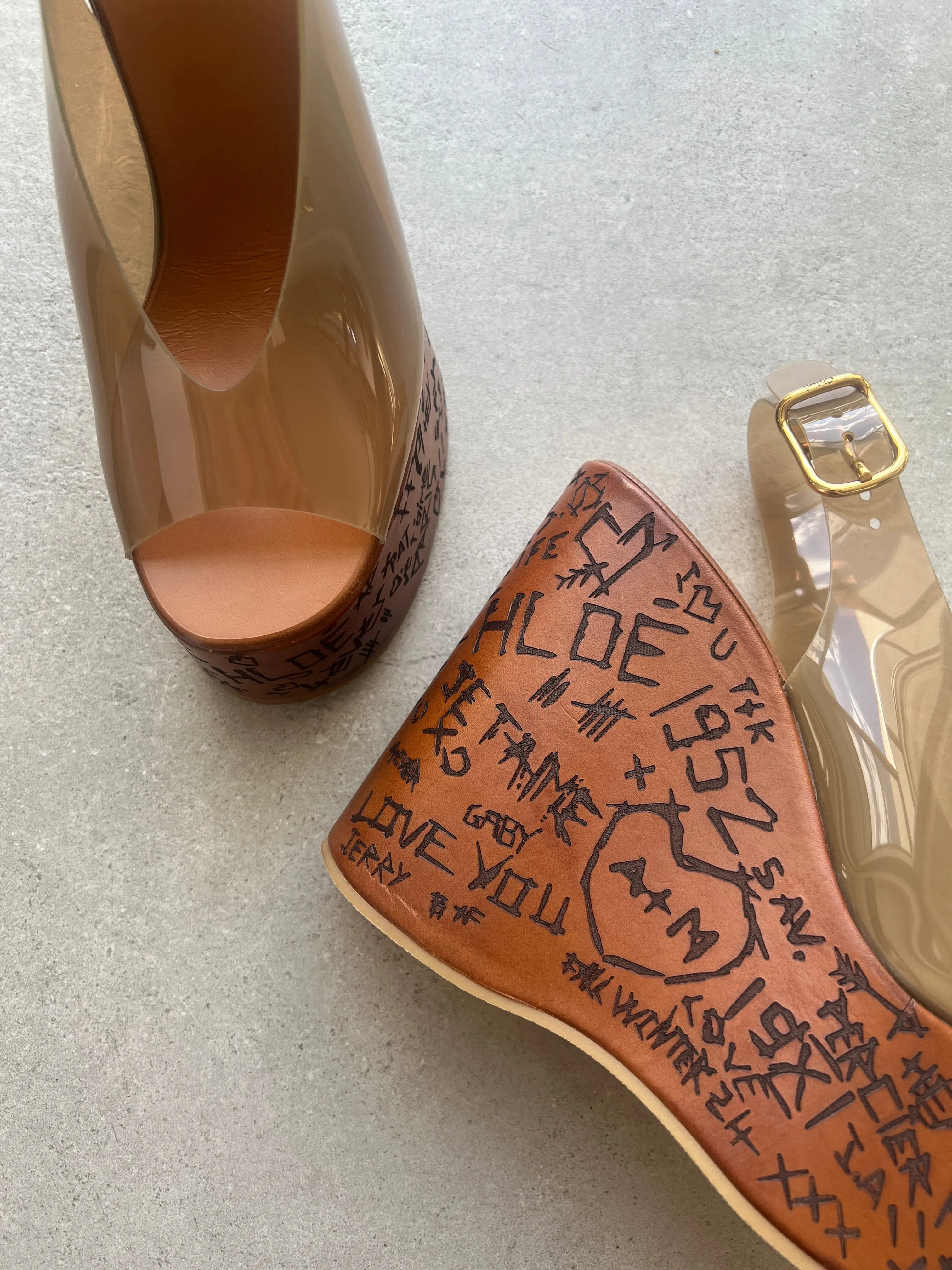 Chloé Schuhe Maxime PVC Keilabsatz, Sonniges Braun