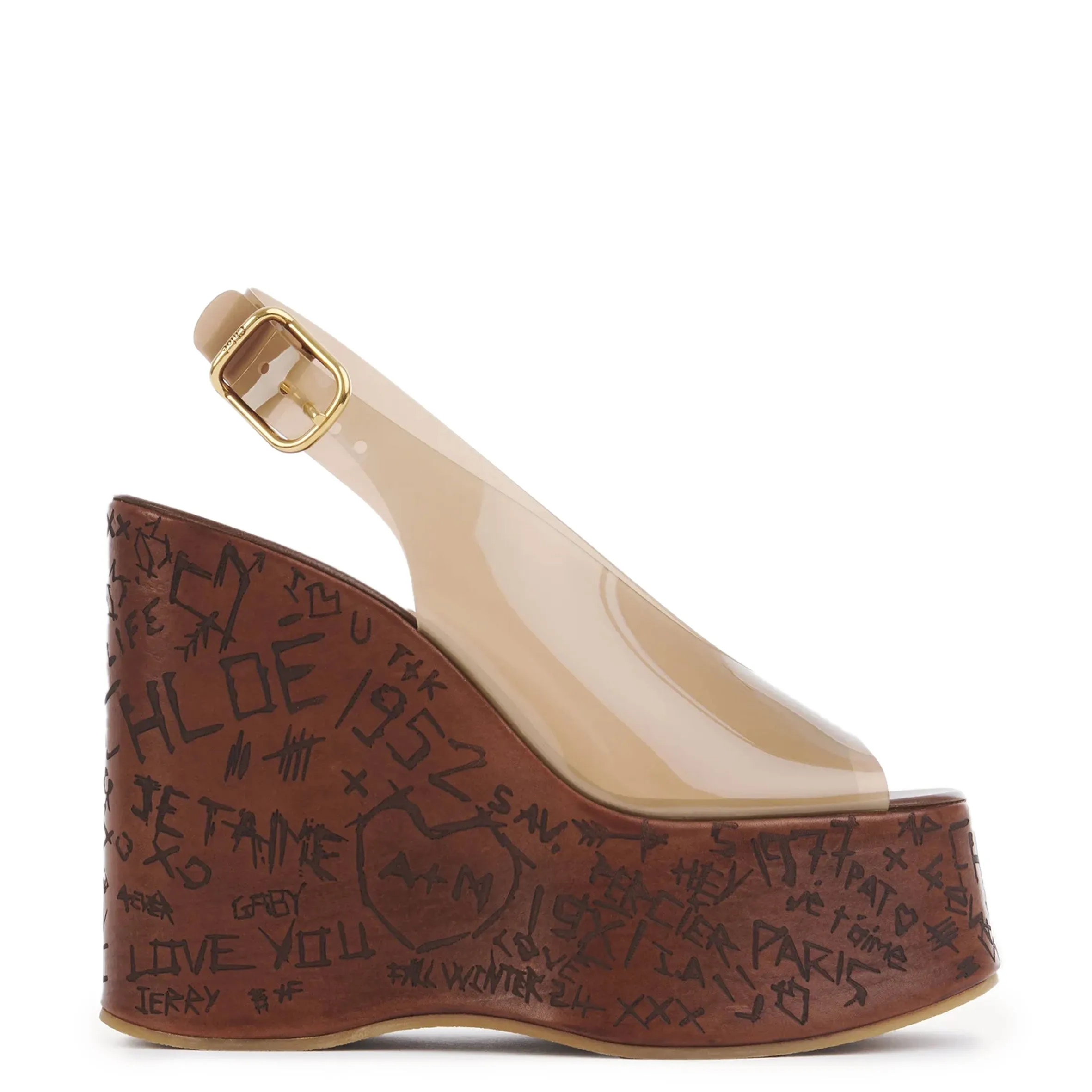 Chloé Schuhe Maxime PVC Keilabsatz, Sonniges Braun