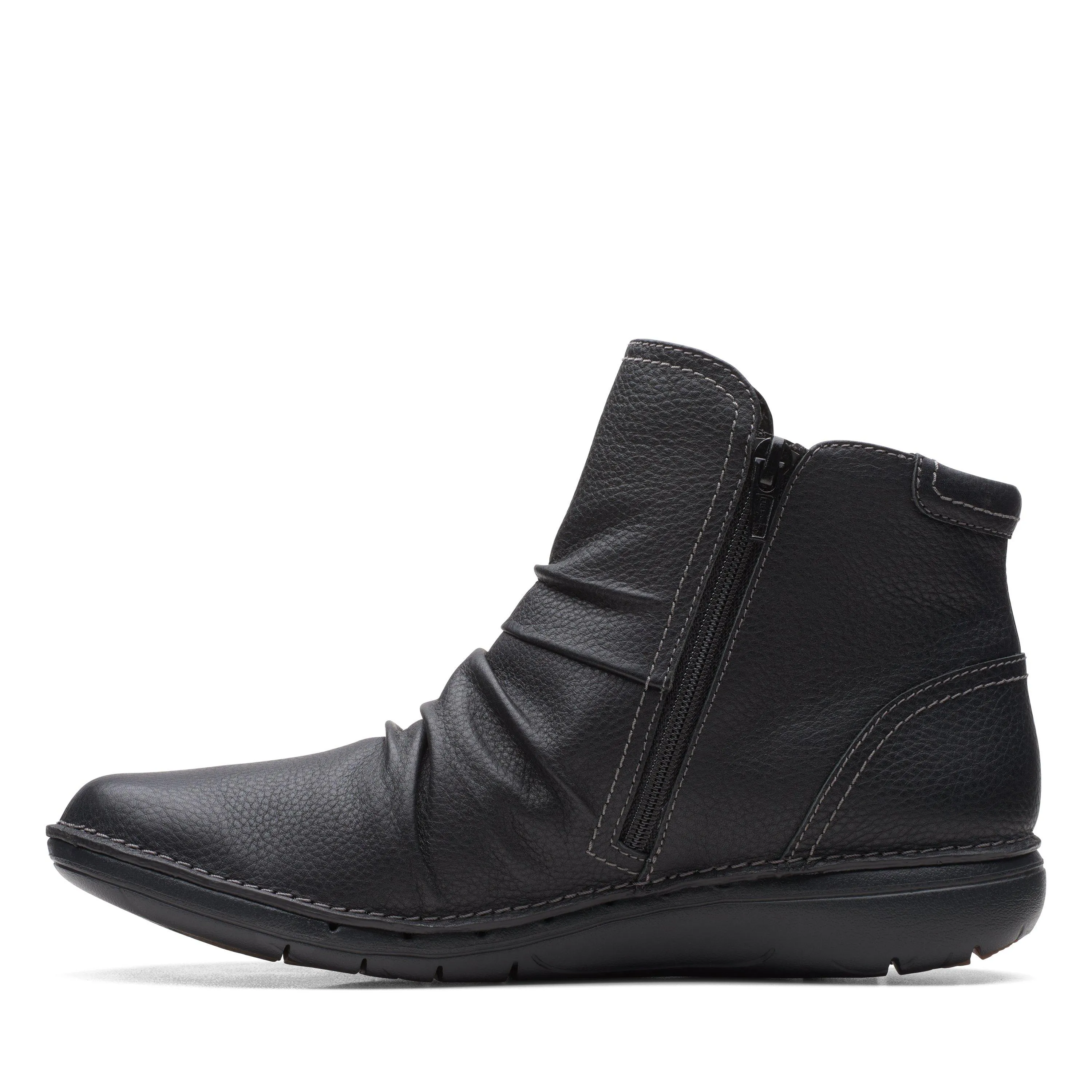 Clarks Un Loop Top in schwarzem Leder