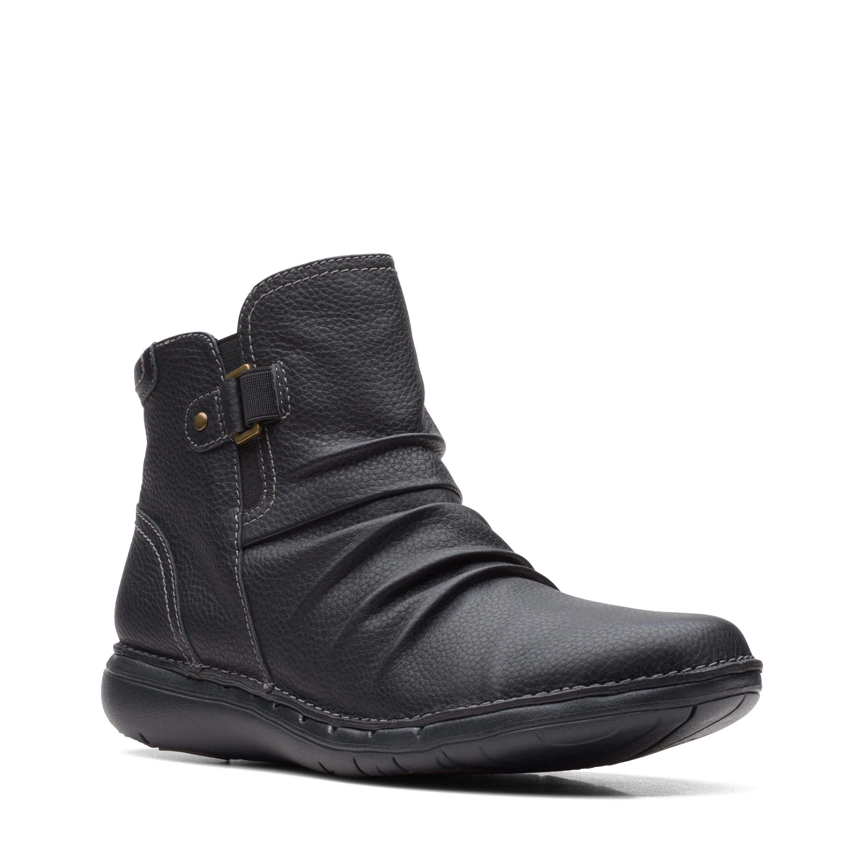 Clarks Un Loop Top in schwarzem Leder
