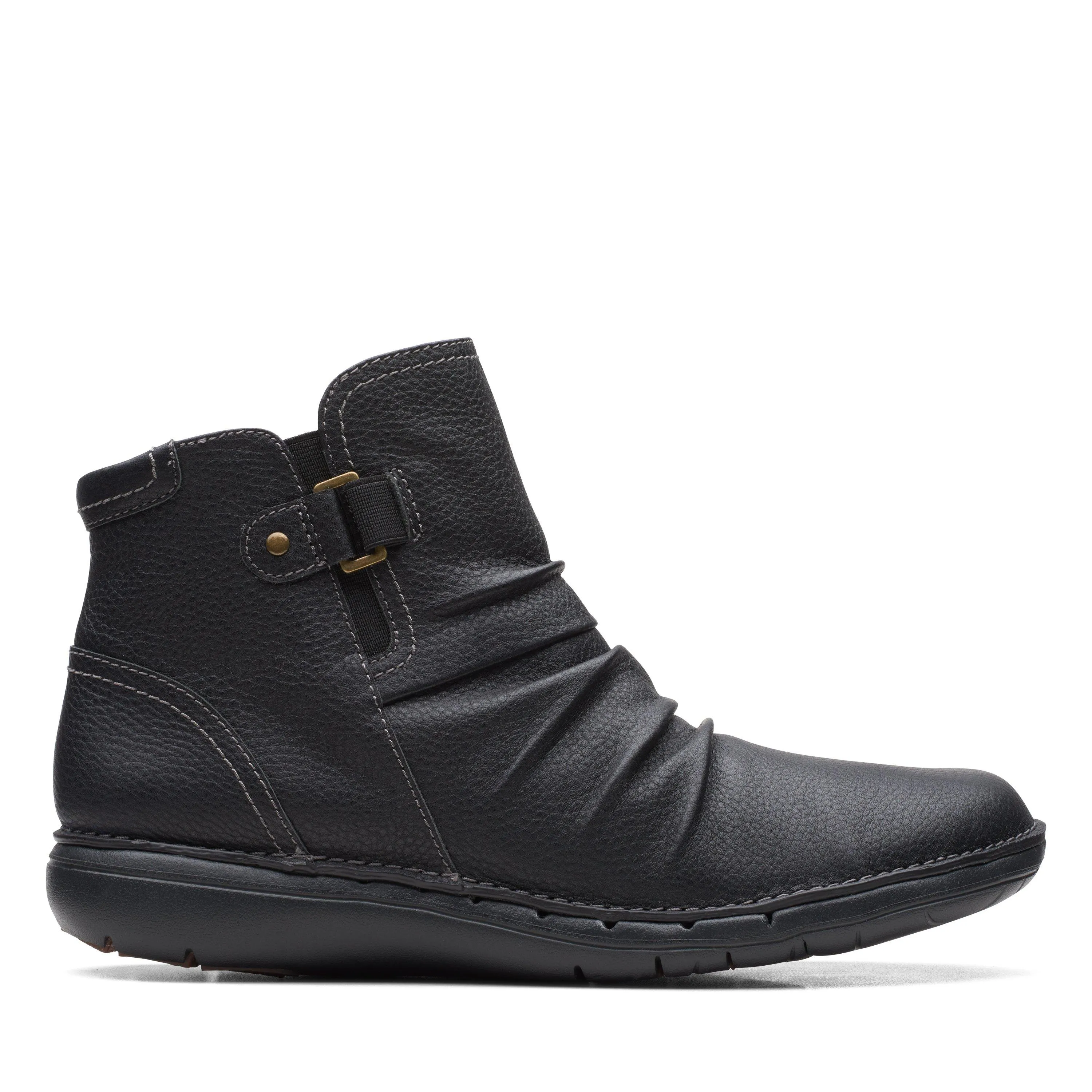 Clarks Un Loop Top in schwarzem Leder