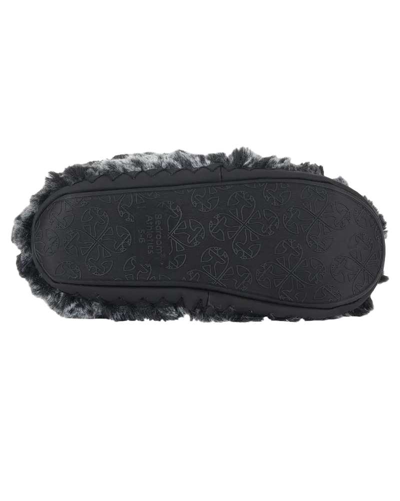 Cole Luxus-Fake-Fell-Pantoffelstiefel in Schwarz Wolf